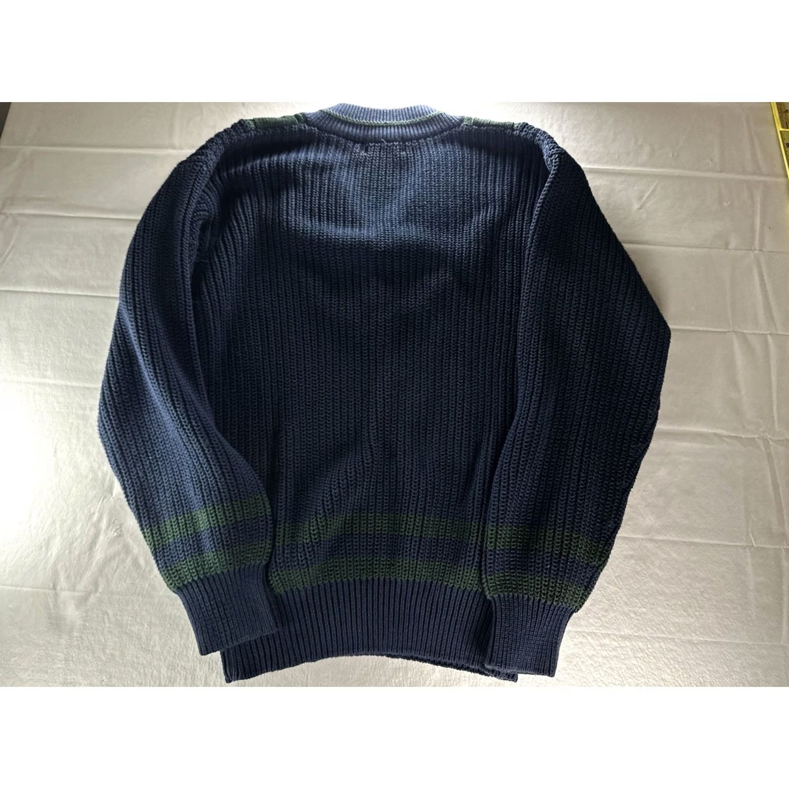 Vintage VTG Hunt Club Navy V-Neck Cable Knit Sweater Mens Medium 90s Pullover Knitting Crew Neck Knits Sweatner Winter Casual Mens Size US M / EU 48-50 / 2 - 2 Thumbnail