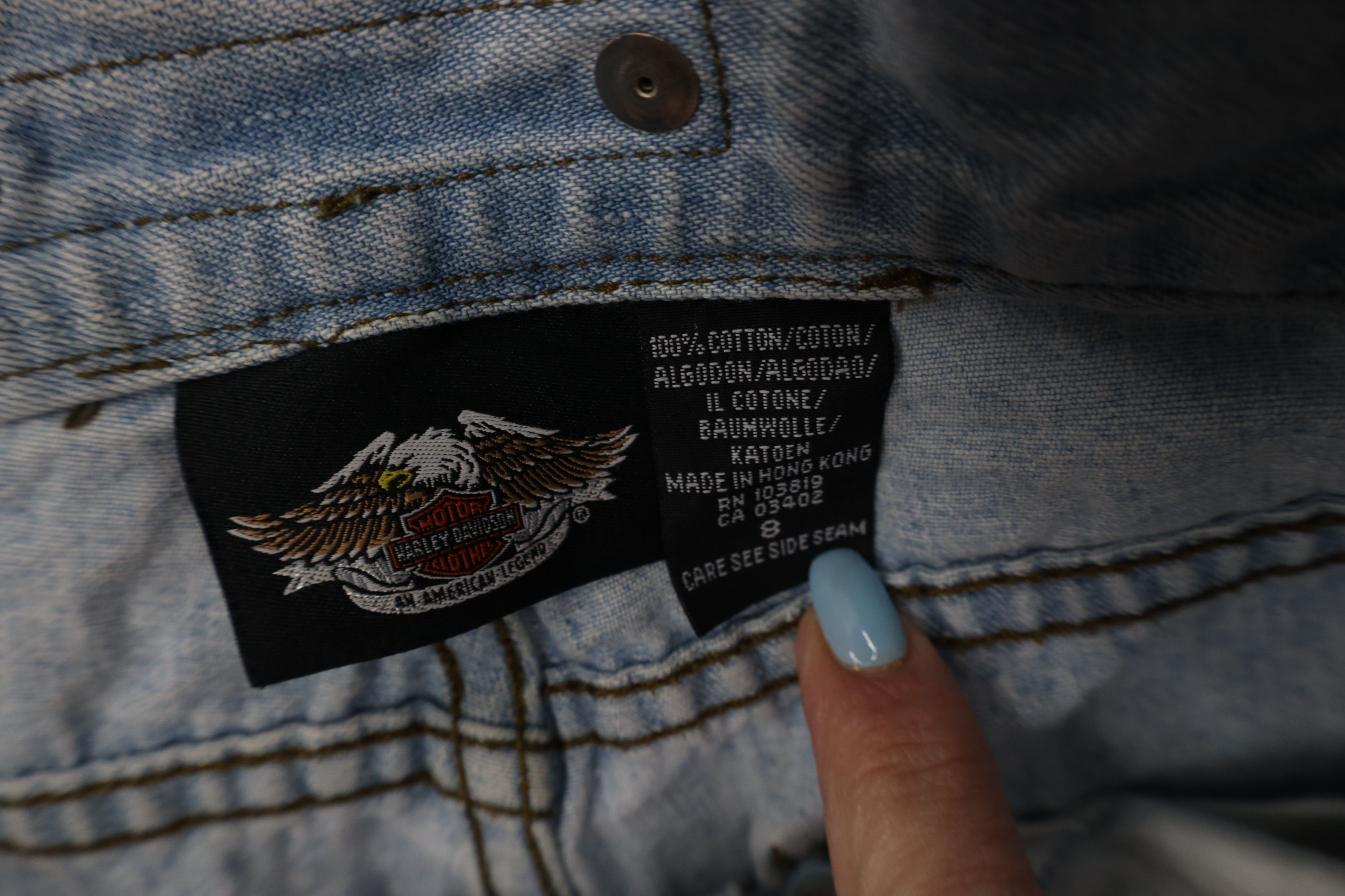Harley Davidson Vintage Y2K 2004 Harley Davidson Babydoll Flared Denim Jeans Size 30" / US 8 / IT 44 - 11 Thumbnail