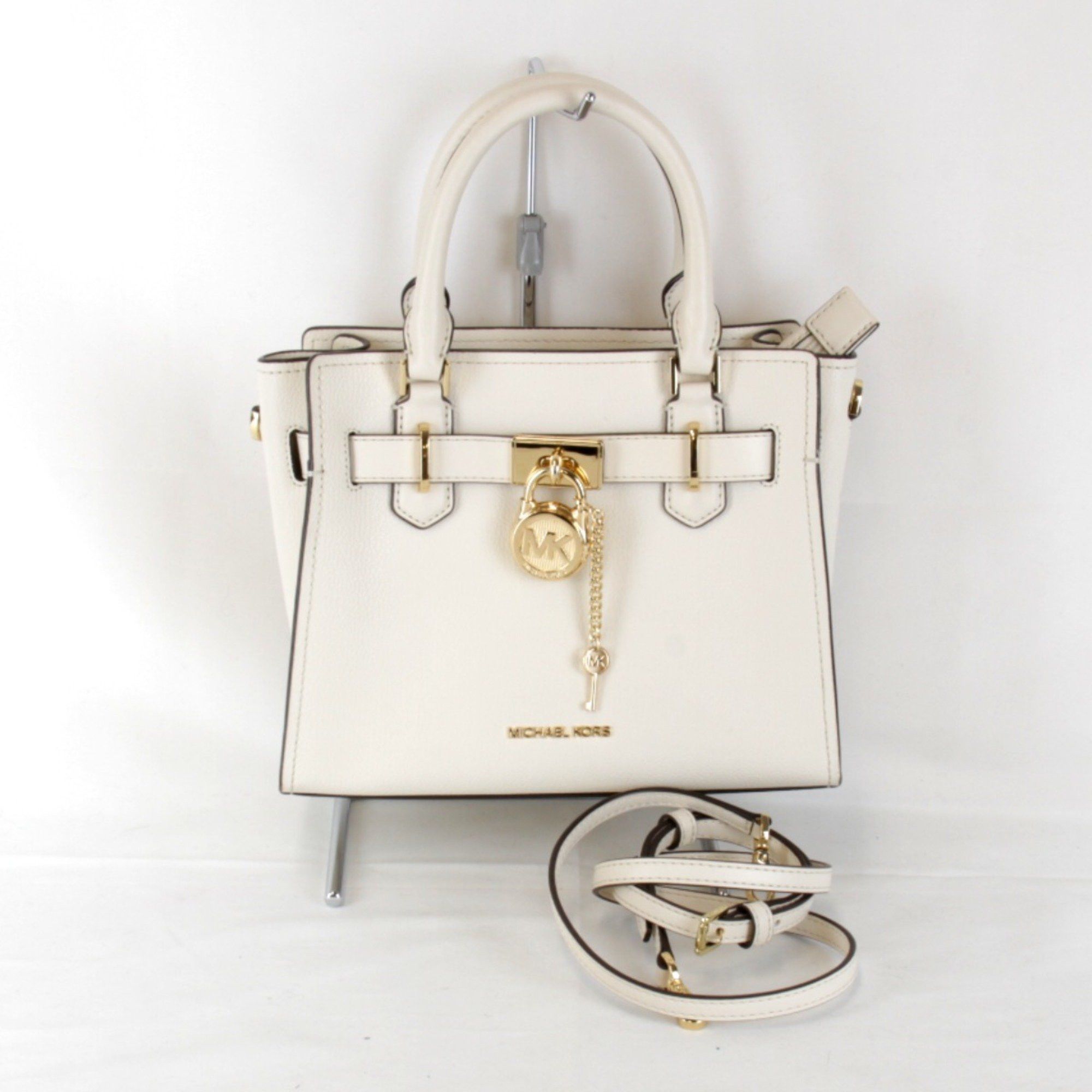 Michael Kors Satchel Medium 2Way Shoulder Bag Handbag Leather Beige Women's