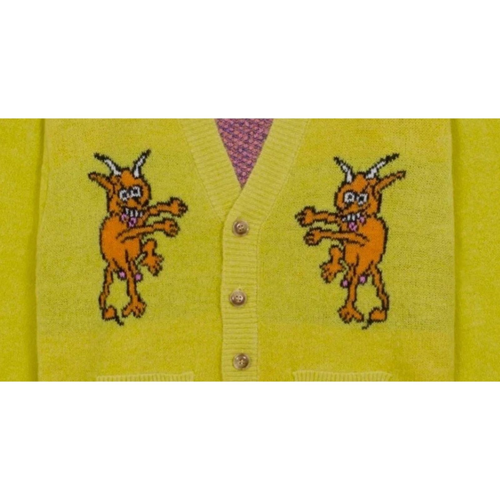 Brain Dead Brain Dead Devils Wool Blend Knit Sweater Cardigan Gold XS Size US XS / EU 42 / 0 - 9 Thumbnail