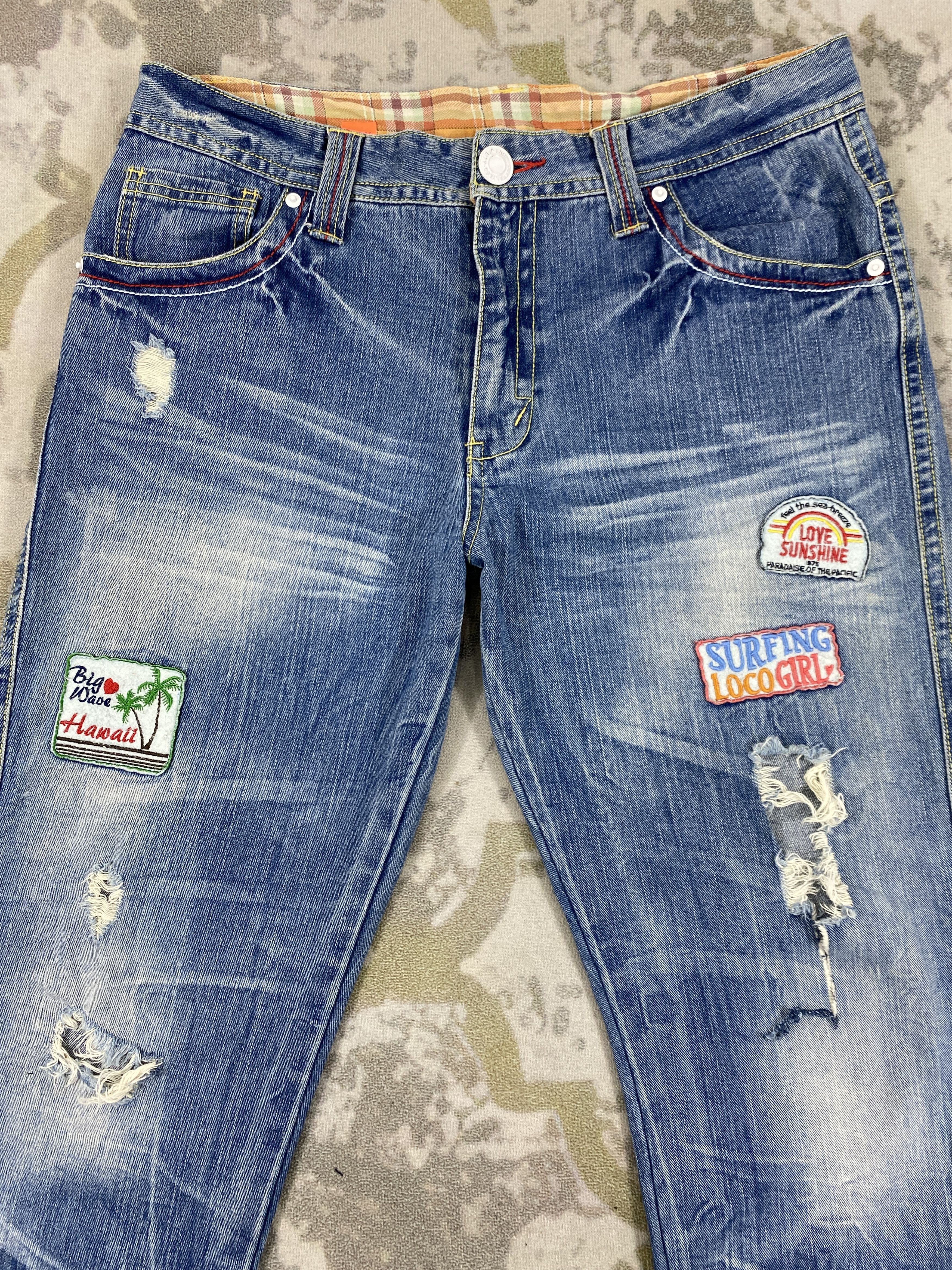 Japanese Brand Distressed Blue Vintage Surf Up Jeans 36x31 Denim- JN3762 Size US 36 / EU 52 - 3 Thumbnail