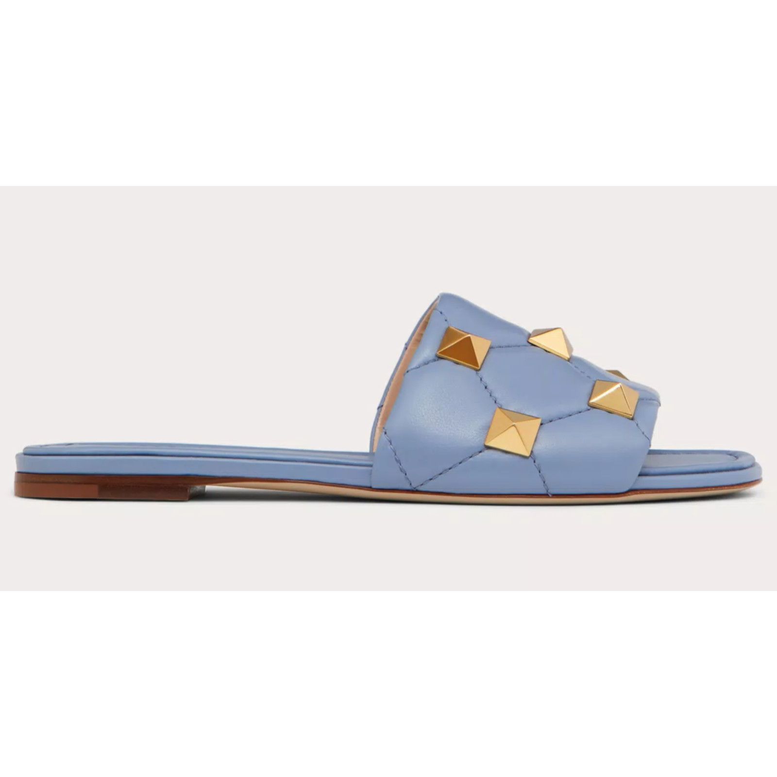 Valentino Valentino Rockstud Roman Stud Blue Leather Gold Quilted Size US 11 / IT 41 - 2 Thumbnail