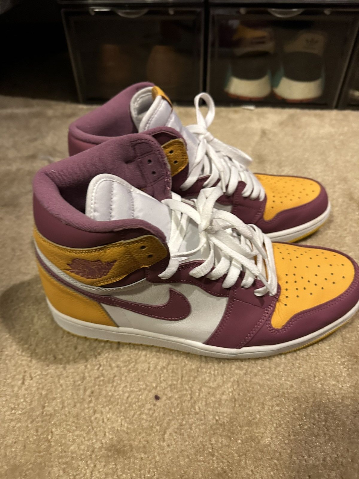 image of Jordan Nike Air Jordan 1 Brotherhood Shoes in Yellow, Men's (Size 11)