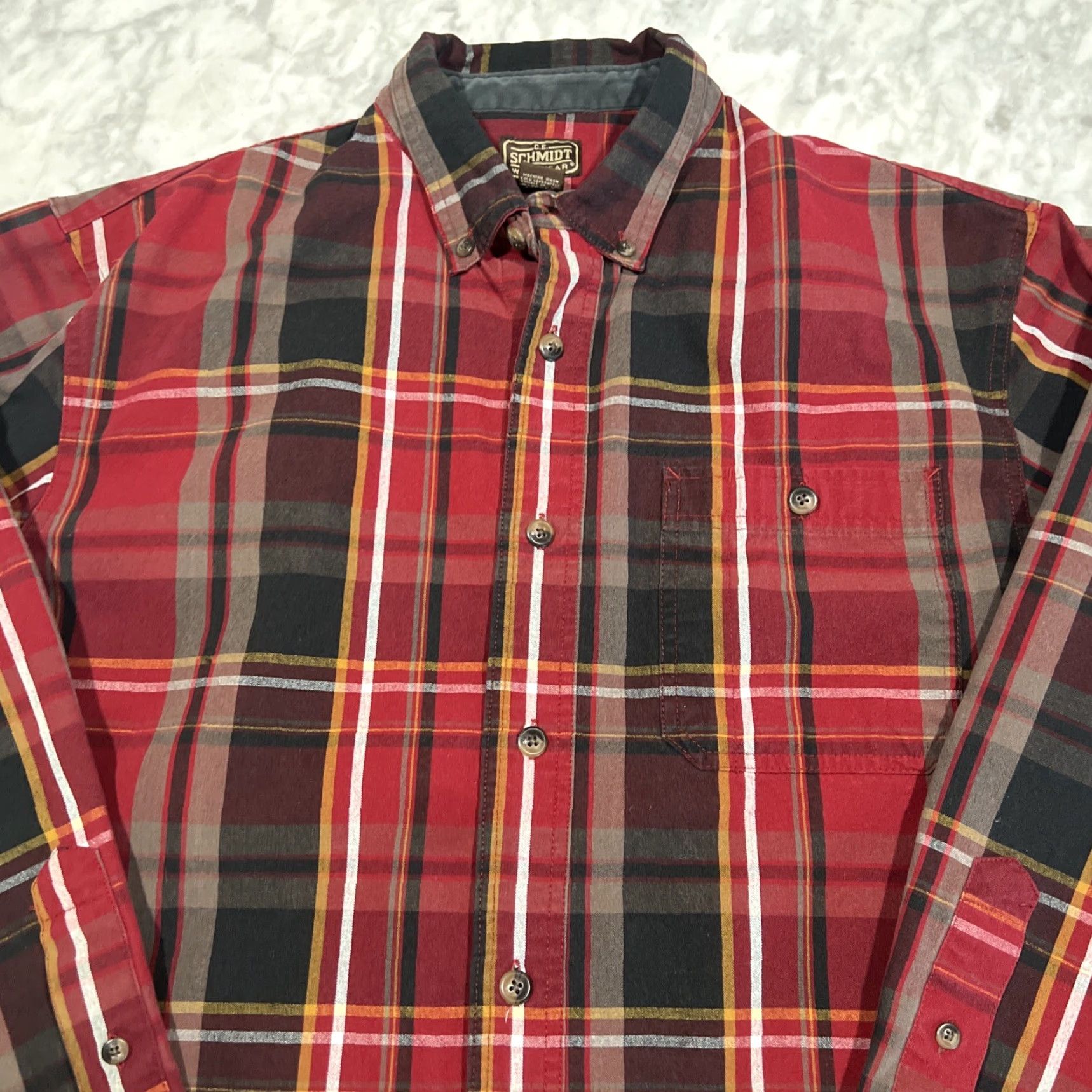 Vintage CE Schmidt Workwear Shirt Mens Large Plaid Pocket Button Down Collared Size US L / EU 52-54 / 3 - 2 Thumbnail