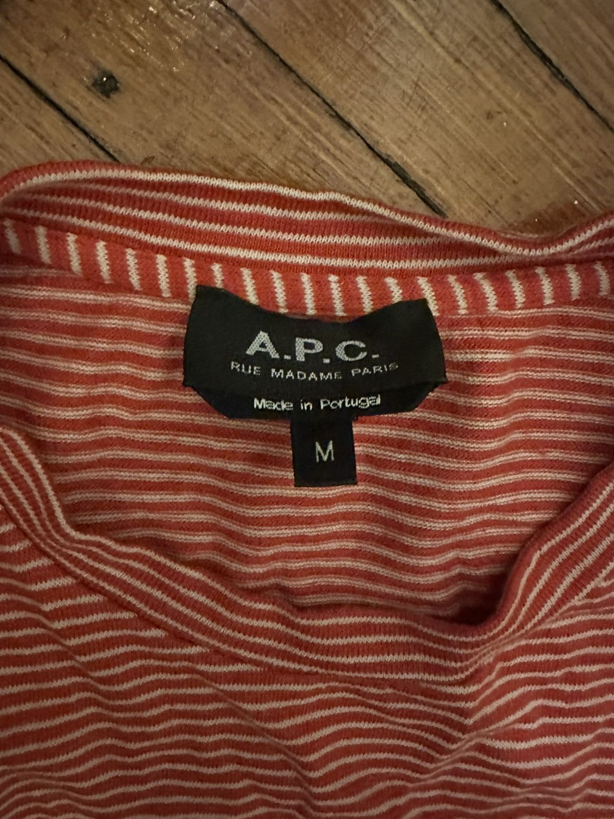 A.P.C. APC T-shirt red white stripped Size US M / EU 48-50 / 2 - 2 Thumbnail