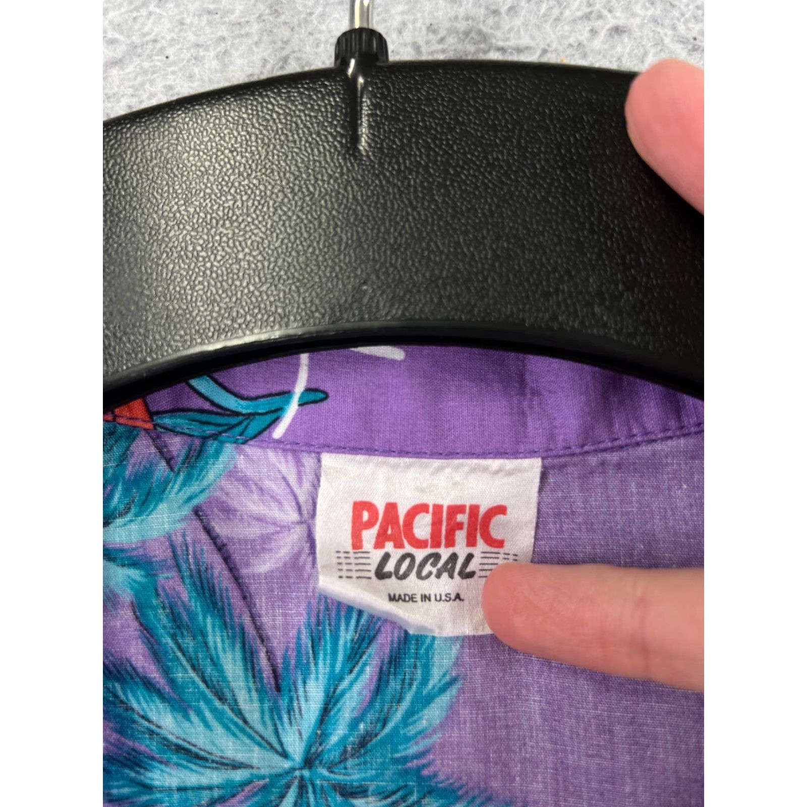 Vintage Pacific Local Button-Up Shirt Adult Large Purple Palm Bird Paradise Hawaiian Size US L / EU 52-54 / 3 - 7 Thumbnail