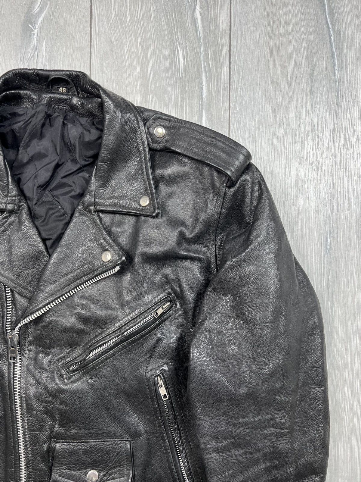 Vintage Biker Full Zip Leather Jacket
