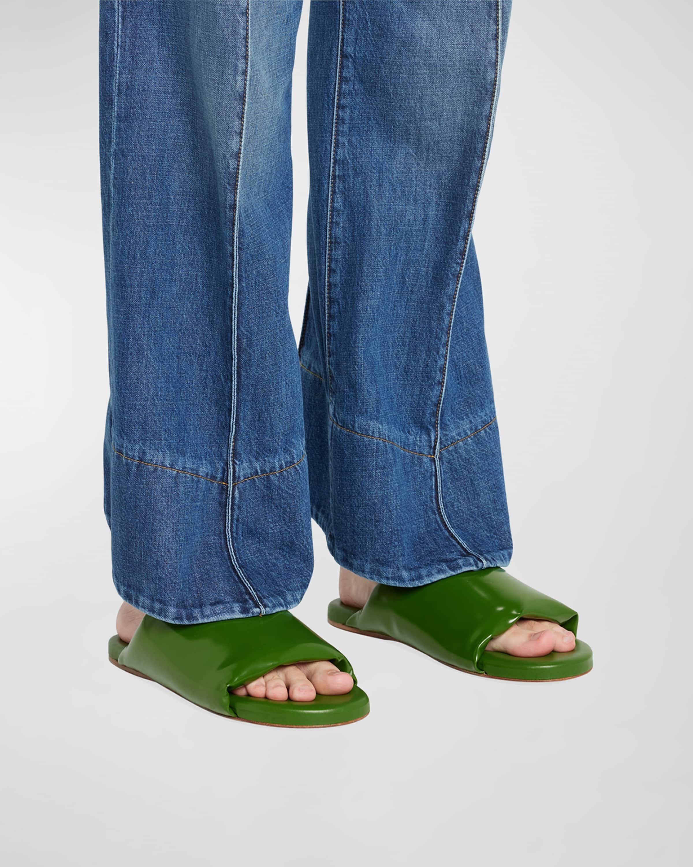 Bottega Veneta o1y0725 Leather Slippers in Green Size US 5 / IT 35 - 4 Thumbnail