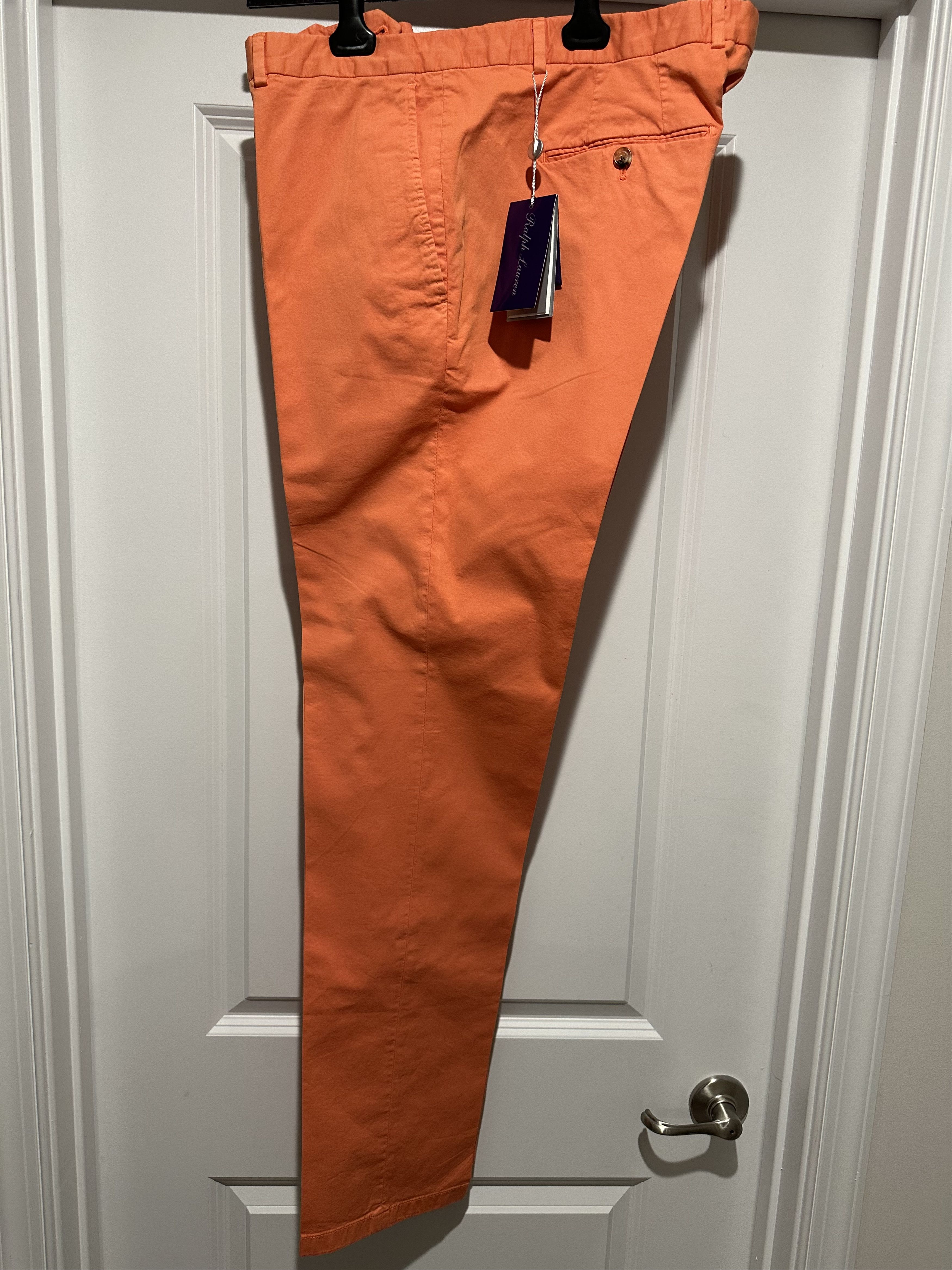 image of Ralph Lauren Purple Label Ralph Laurent Purple Label Flat Front Pants 38 $395 in Orange, Men's