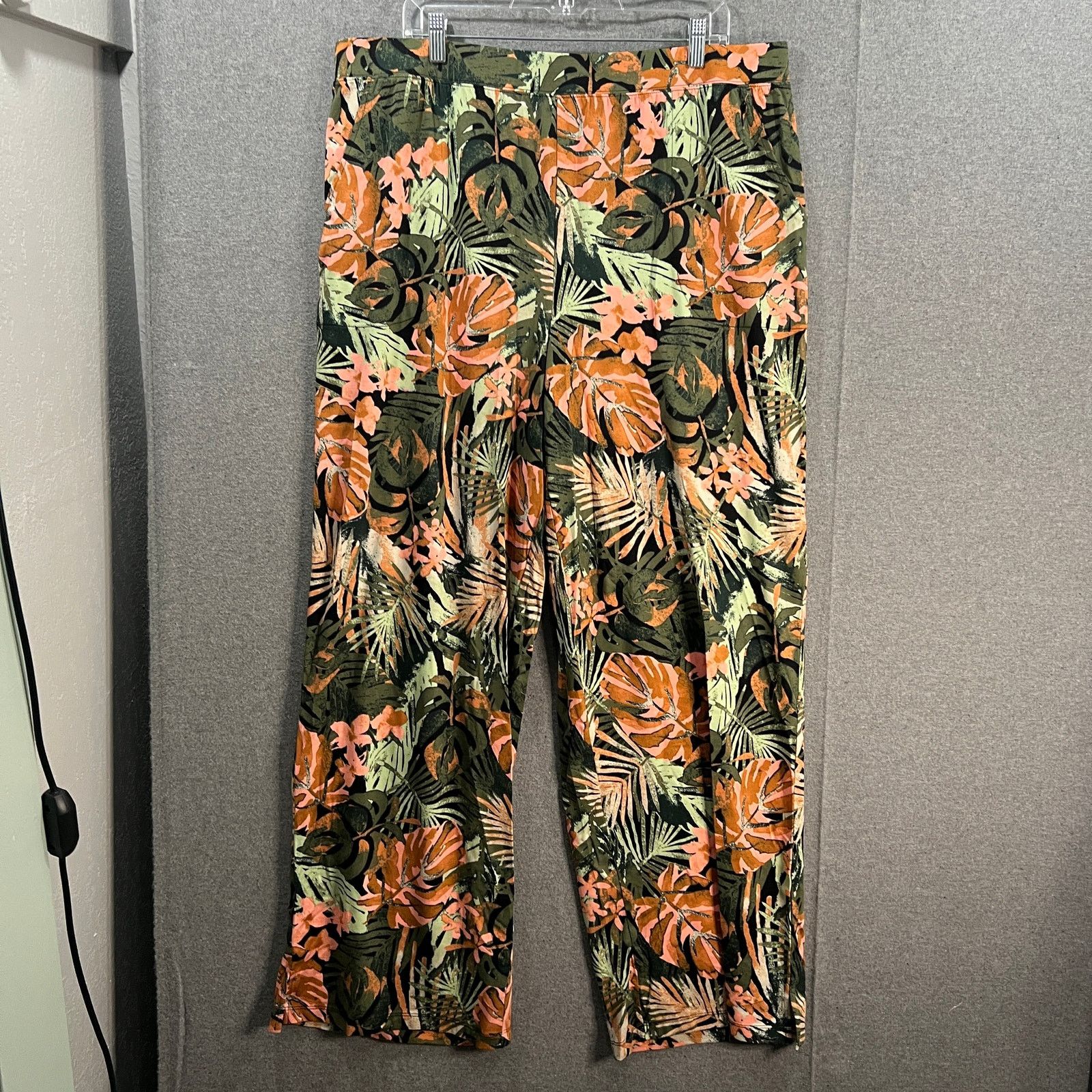 Other Denim & Co. Beach Jersey Tall Wide Leg Full Length Pant Oliv Size 37" - 1 Thumbnail