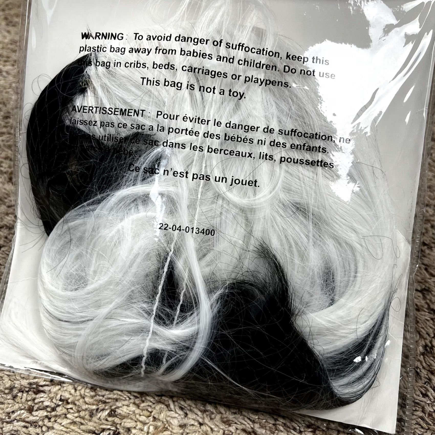 ESPIRIT VINTAGE NEW Cruella de Vil Wig Cap Black White Halloween Costume Straight Hair Spirit Women Wig Cap Black White Halloween Women Size ONE SIZE - 3 Thumbnail