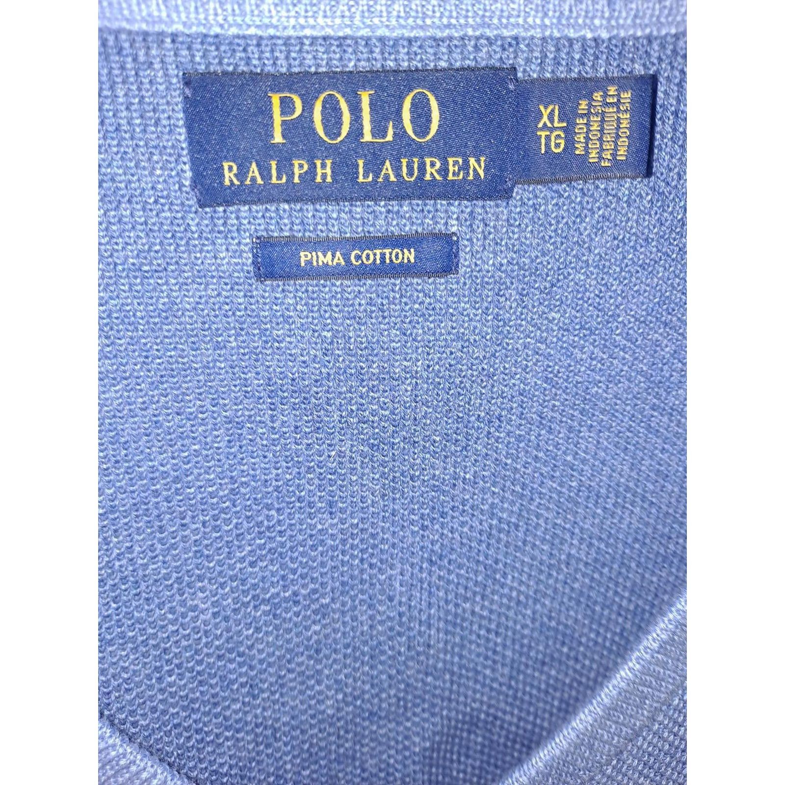 Polo Ralph Lauren Polo Ralph Lauren Blue V Neck Sweater Vest Pima Cotton Size Size US XL / EU 56 / 4 - 2 Thumbnail