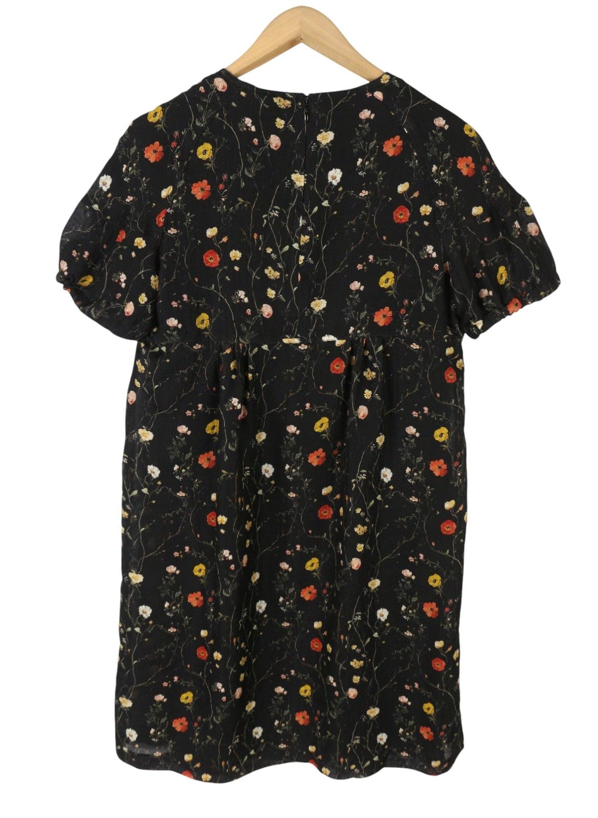 R13 RAGLAN SLEEVE BABYDOLL L Floral Black Wool Silk Dress 89922 Size L / US 10 / IT 46 - 5 Thumbnail