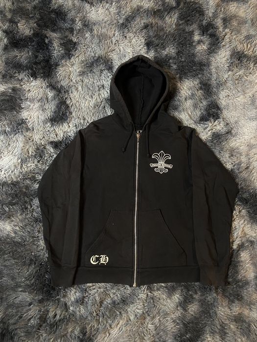 Chrome Hearts Chrome Hearts Zip Up Hoodie Fleur De Lis Scroll Logo ...