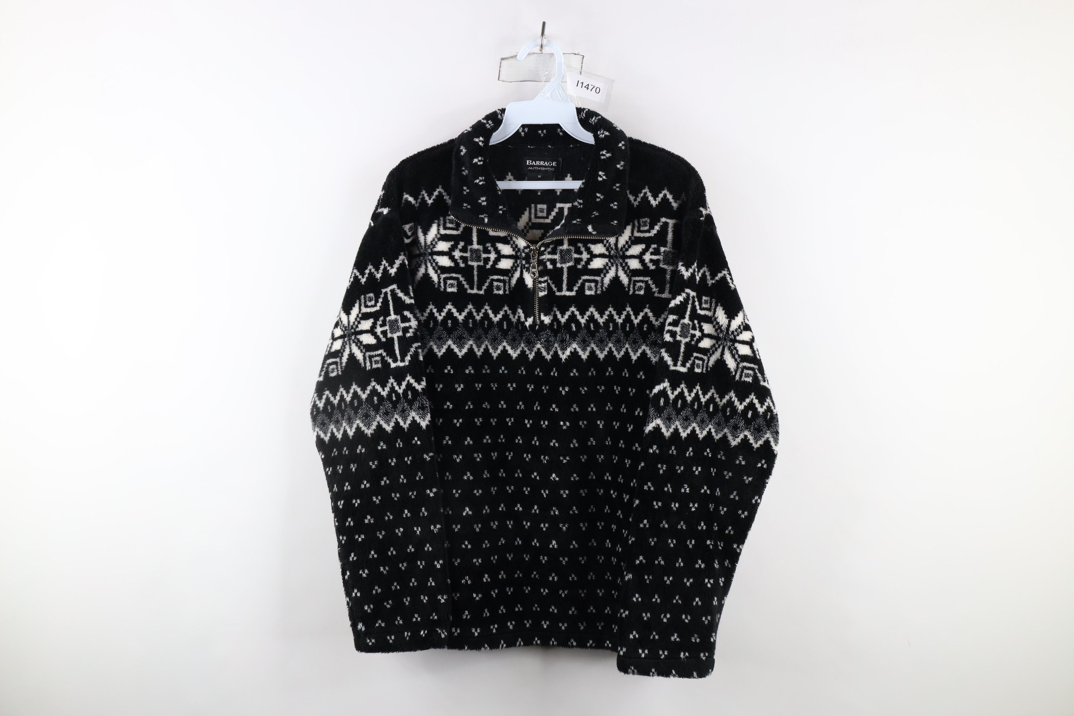 Vintage Vintage 90s Streetwear Fair Isle Fleece Half Zip Sweater Size M / US 6-8 / IT 42-44 - 1 Thumbnail