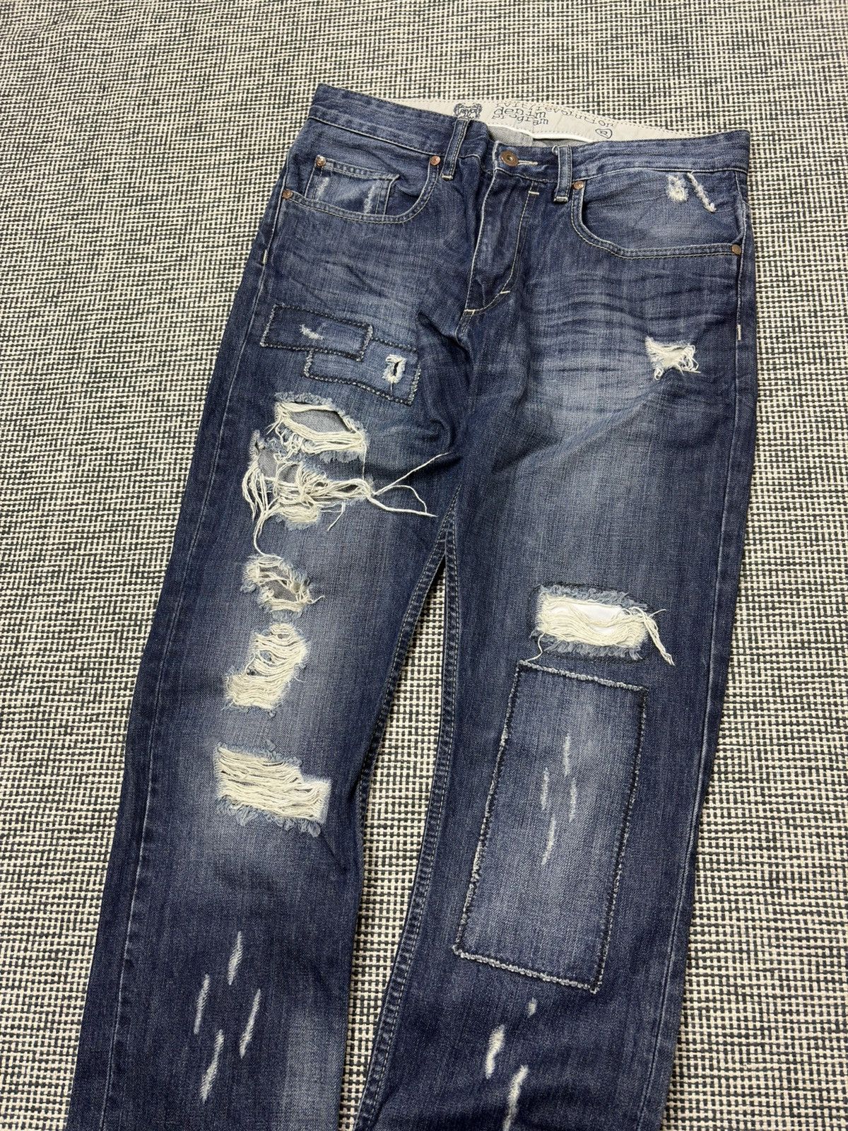 Japanese Brand patchwork distressed boro jeans harajuku style Size US 32 / EU 48 - 3 Thumbnail