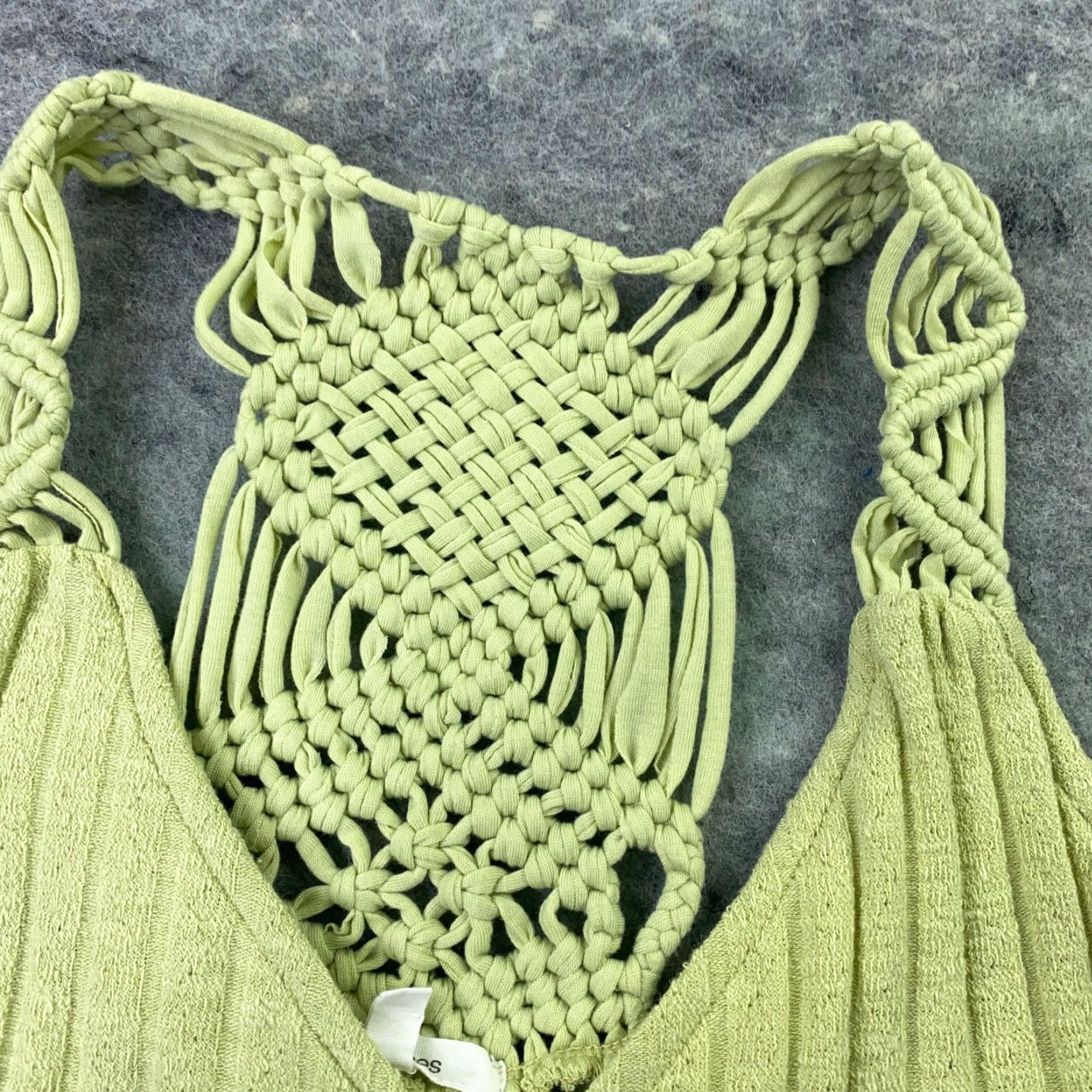 Vintage Maurices Womens Shirt Tank XS Green Crochet Solid Halter Button Down Sleeveless Top Size XS / US 0-2 / IT 36-38 - 3 Thumbnail