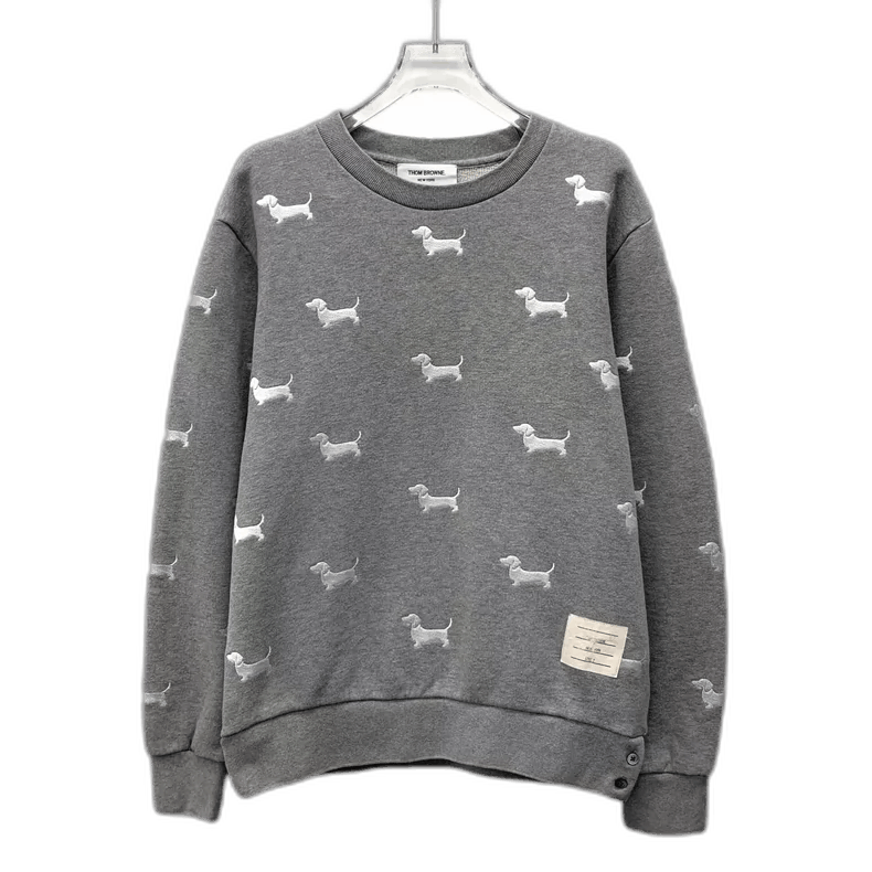 Thom Browne Gray Dog Embroidered Long Sleeve Sweatshirt Size M / US 6-8 / IT 42-44 - 1 Thumbnail