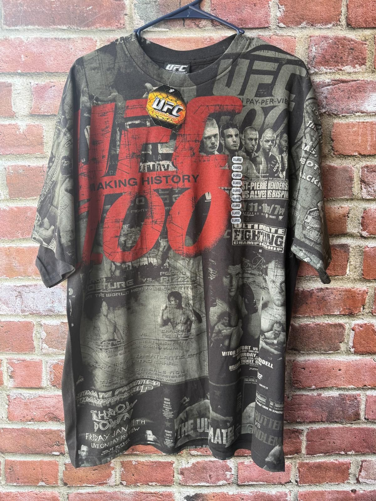 Y2K UFC 100 Making History NWT all over print t-shirt XL