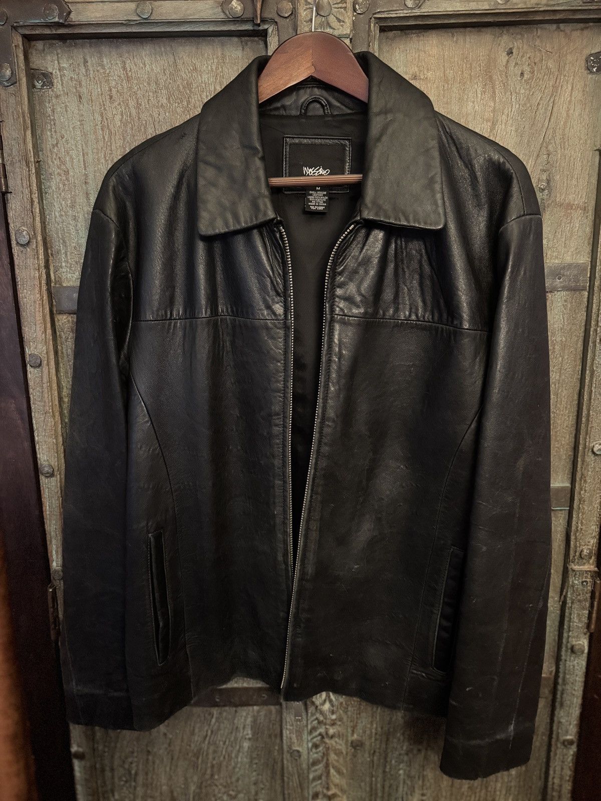 Mossimo Vintage 2000 Black Genuine Leather Jacket Size US M / EU 48-50 / 2 - 2 Thumbnail