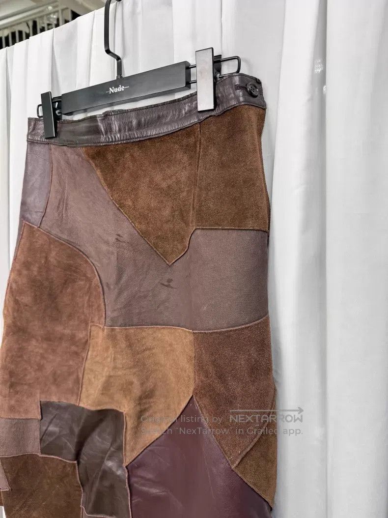 Comme des Garcons Comme des garcons 02AW leather patchwork midi skirt| Size 28" / US 6 / IT 42 - 4 Thumbnail
