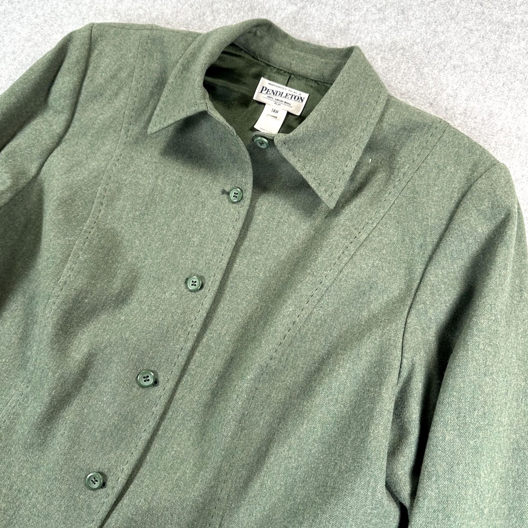Pendleton Pendleton Blazer Jacket Womens 14W Green Wool Plus Lined Tailored Fit USA Jacket Blazer 14W Womens Green Wool Plus Lined Tailored Fit Pendleton Size XL / US 12-14 / IT 48-50 - 3 Thumbnail
