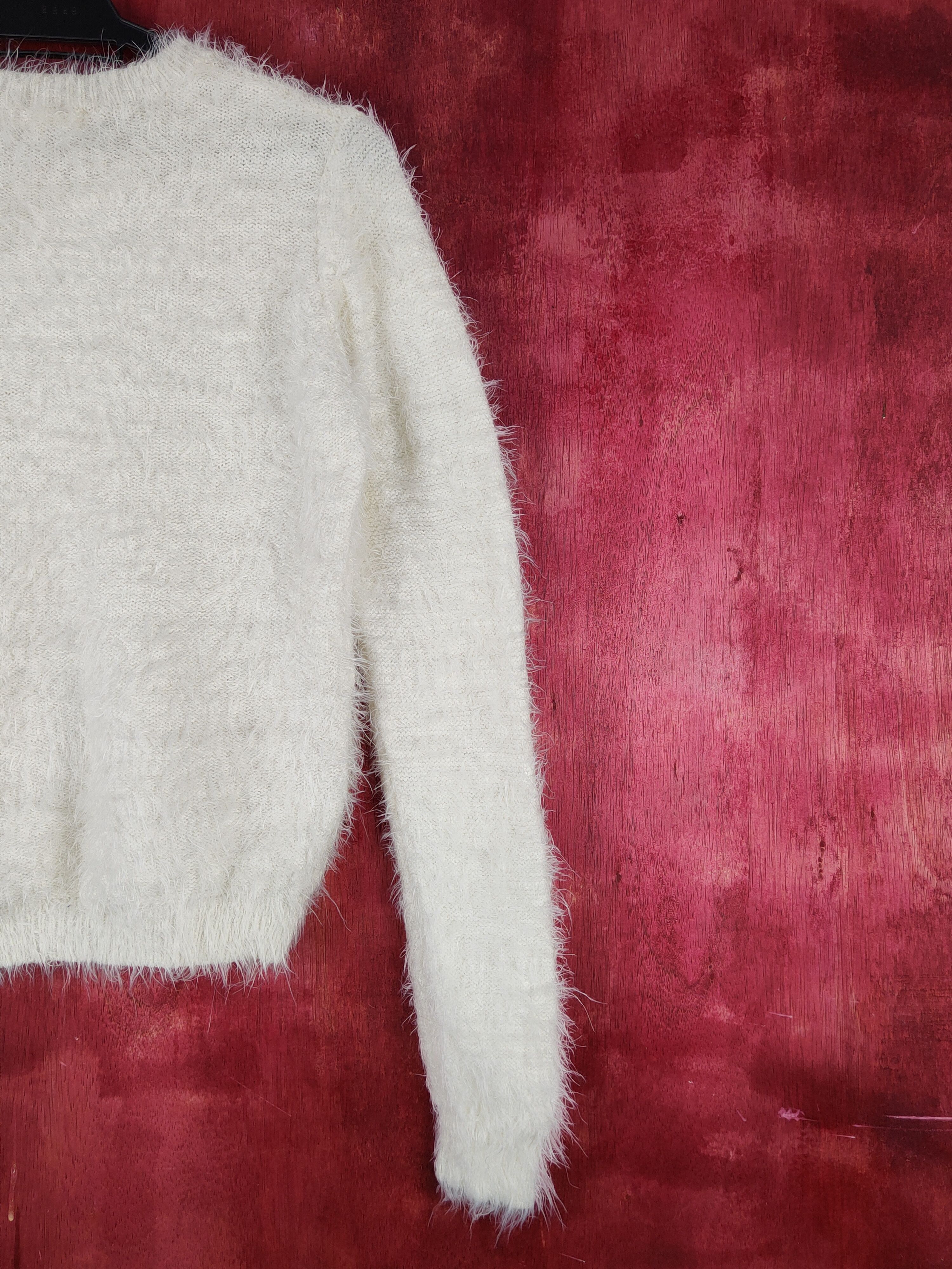 Homespun Knitwear Grove Ivory Shag Shaggy Fur Mohair Knitwear #S2060 Size M / US 6-8 / IT 42-44 - 9 Thumbnail