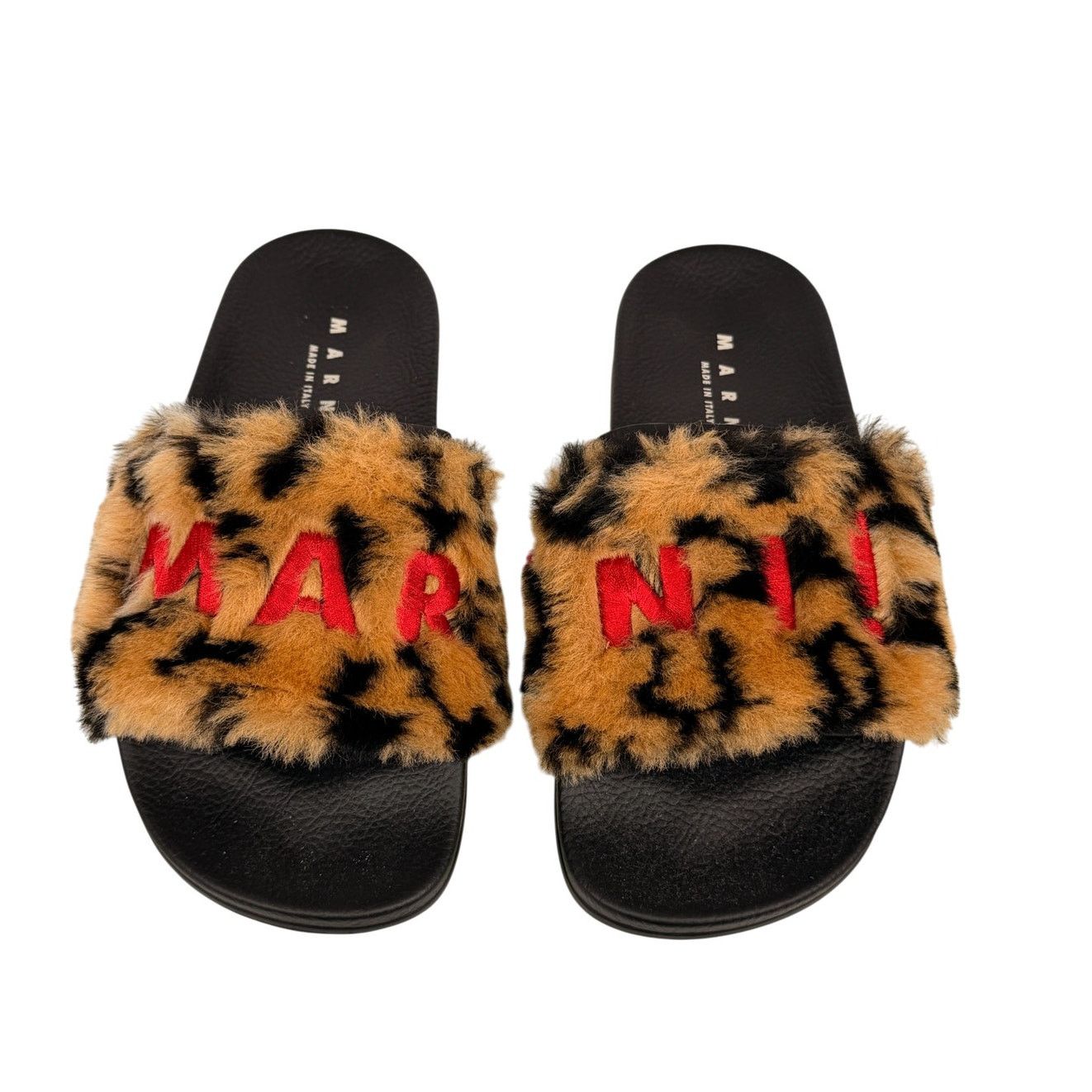 Marni Marni Camel / Black Leopard Faux Fur Logo Slide Sz 36 Size US 6 / IT 36 - 3 Thumbnail