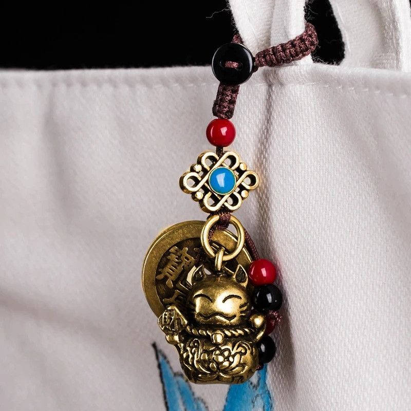 Other Lucky Cat Keyring Car Keychain Brass Hanging Charms Size ONE SIZE - 5 Thumbnail