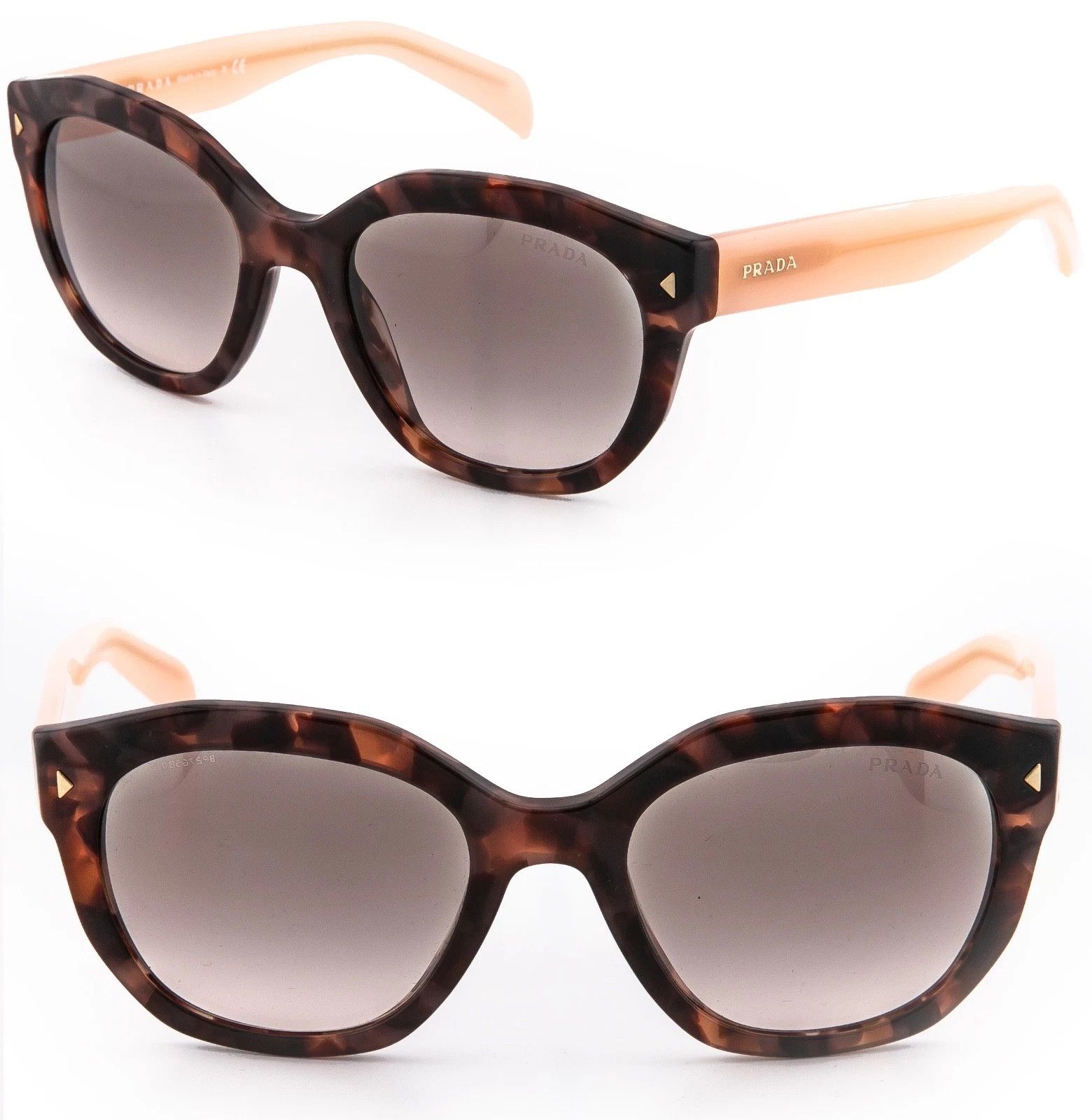 Prada PRADA 12S PR12SS Nude Pink Brown Havana Triangle Sunglasses Size ONE SIZE - 1 Thumbnail