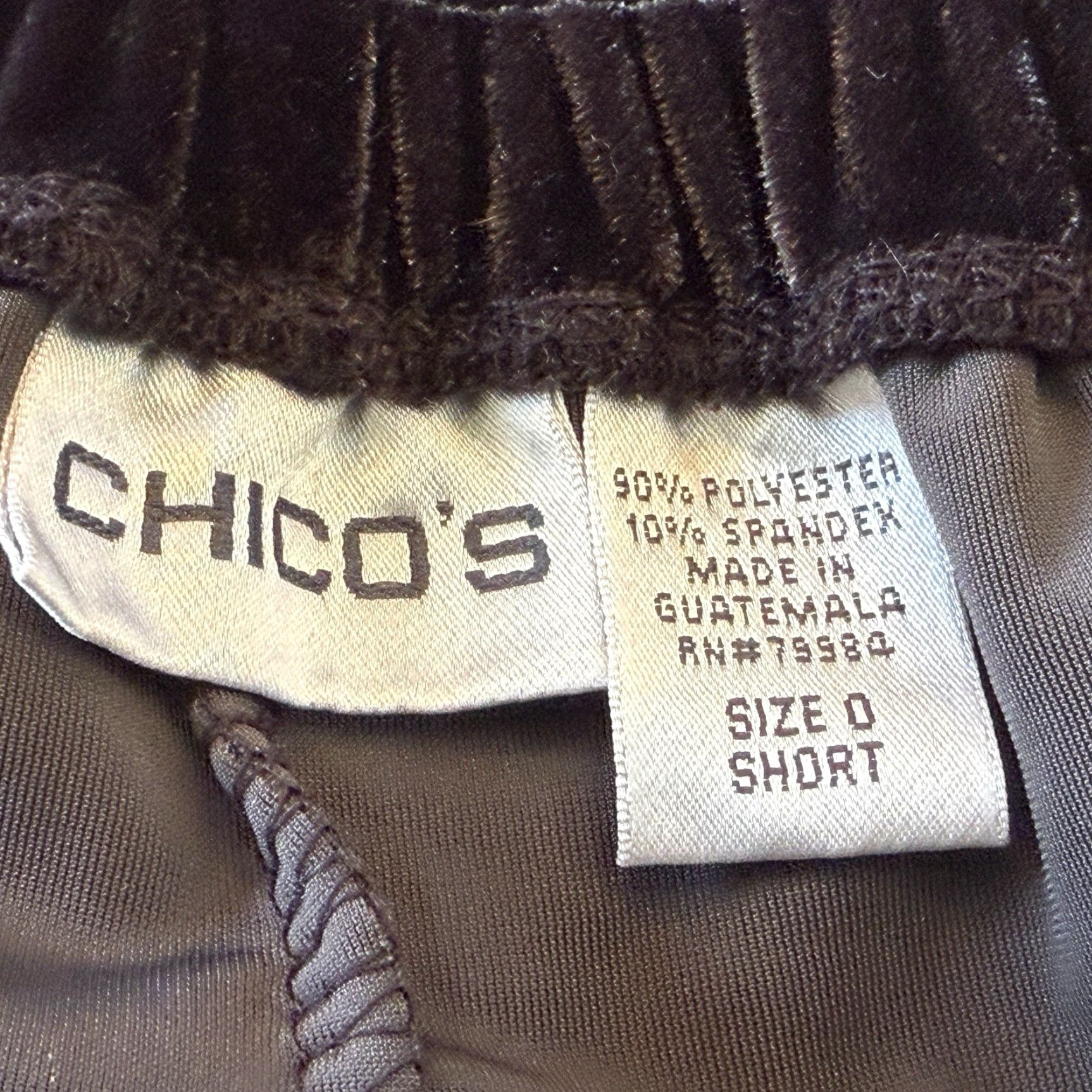 Vintage Chico's Pants Womens 0 Short Velvet Wide Leg Pull On Elastic Waist Dark Brown, Polyester Spandex, Dress Pants, Petite, Velvety Size 28" / US 6 / IT 42 - 6 Thumbnail