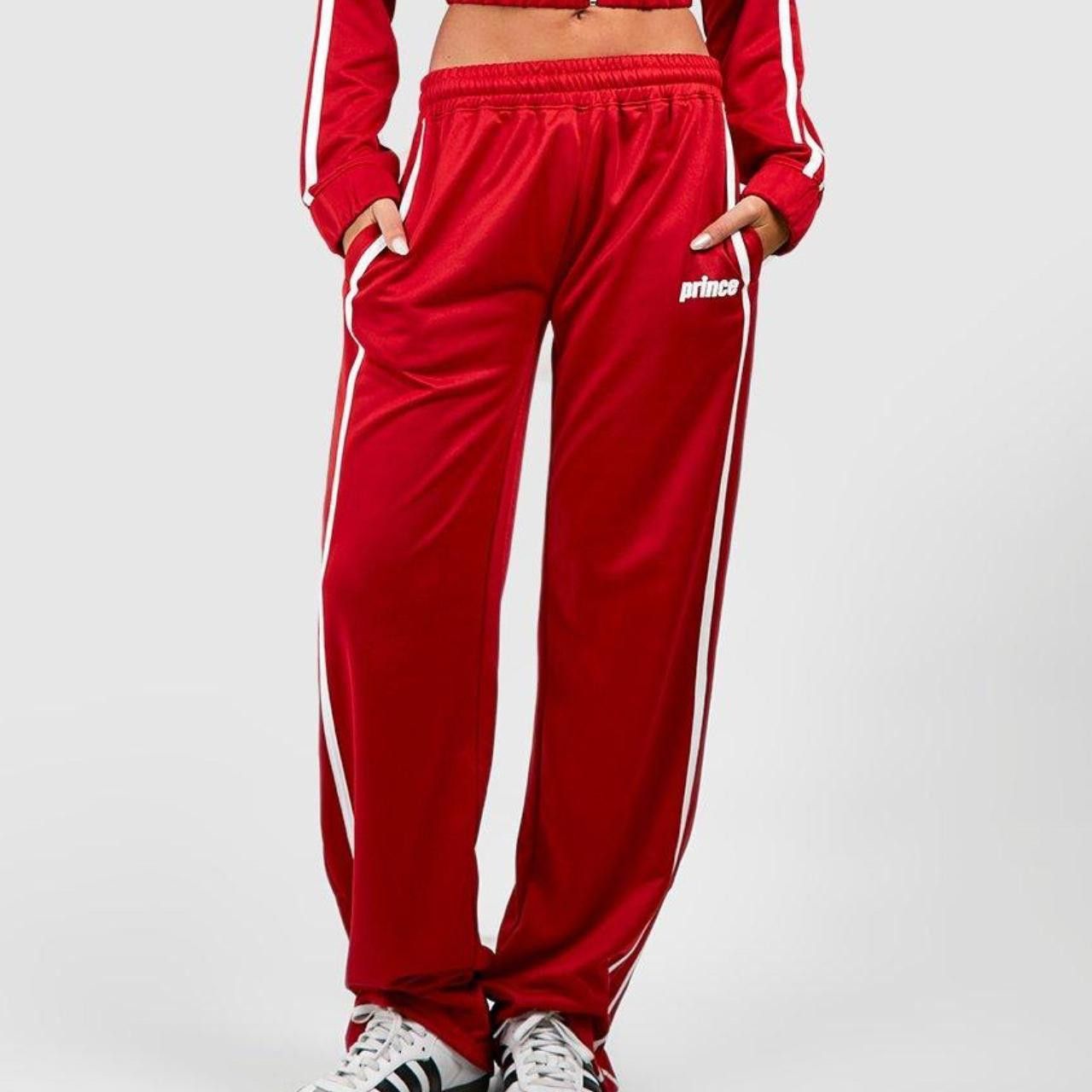 Boohoo red with white stripes basketball pants Size 28" / US 6 / IT 42 - 2 Thumbnail