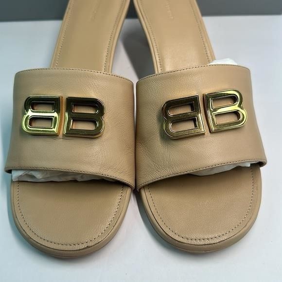 Balenciaga 💯- New Authentic Balenciaga Beige Groupie Leather Heels Size US 9 / IT 39 - 10 Thumbnail