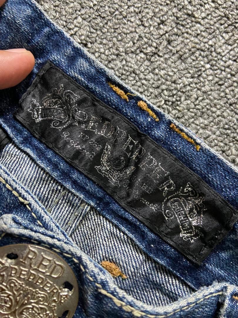 Japanese Brand Vintage Red Pepper Distressed Ripped Jeans Overalls (184) Size US 35 - 11 Thumbnail