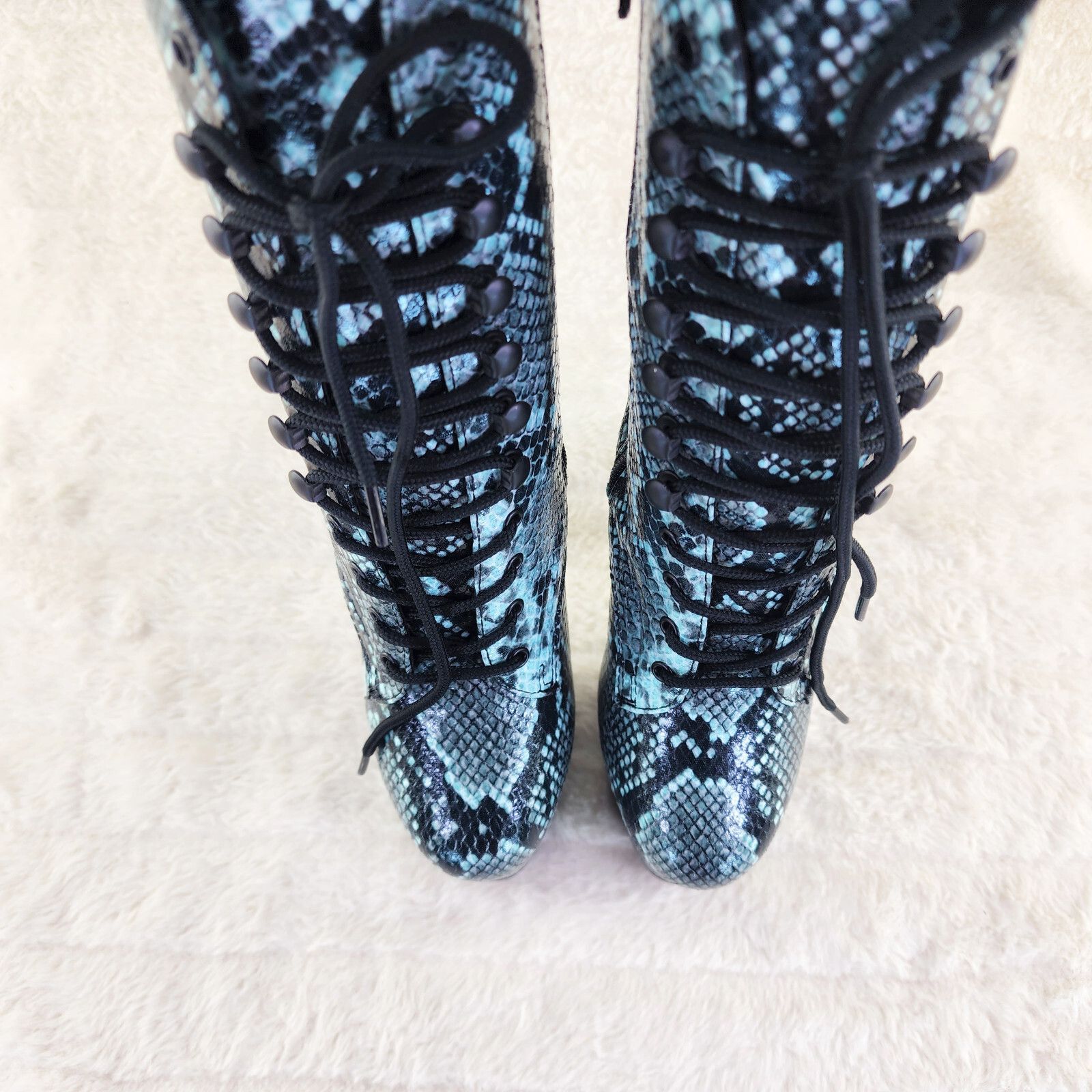 Other Adore 1020SP Mint Snake Print 7" High Heel Platform Ankle Bo Size US 12 / IT 42 - 5 Thumbnail