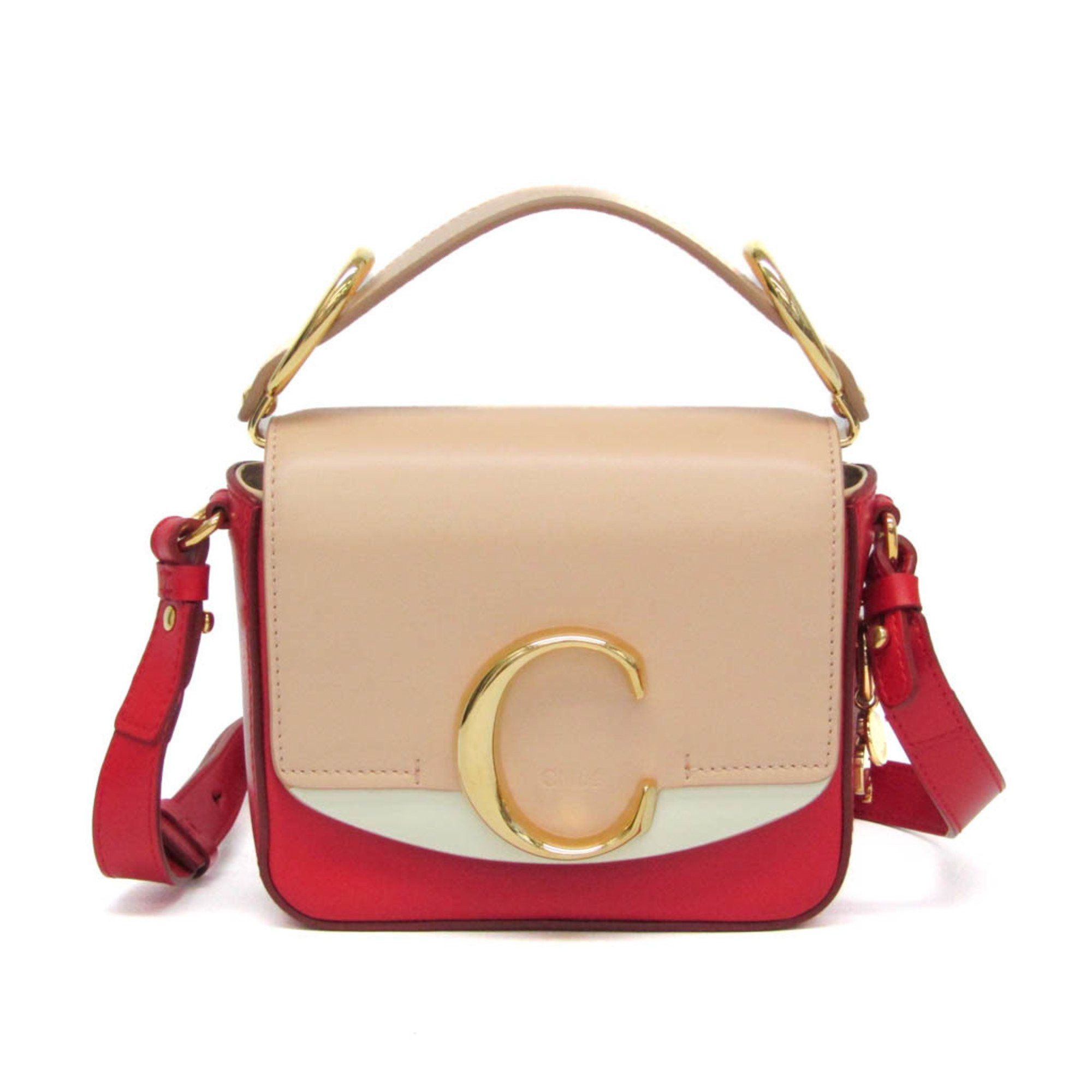 Chloe Chloé Chloe C Mini Women's Leather Handbag,Shoulder Bag Light Beige,Red Color Size ONE SIZE - 1 Thumbnail