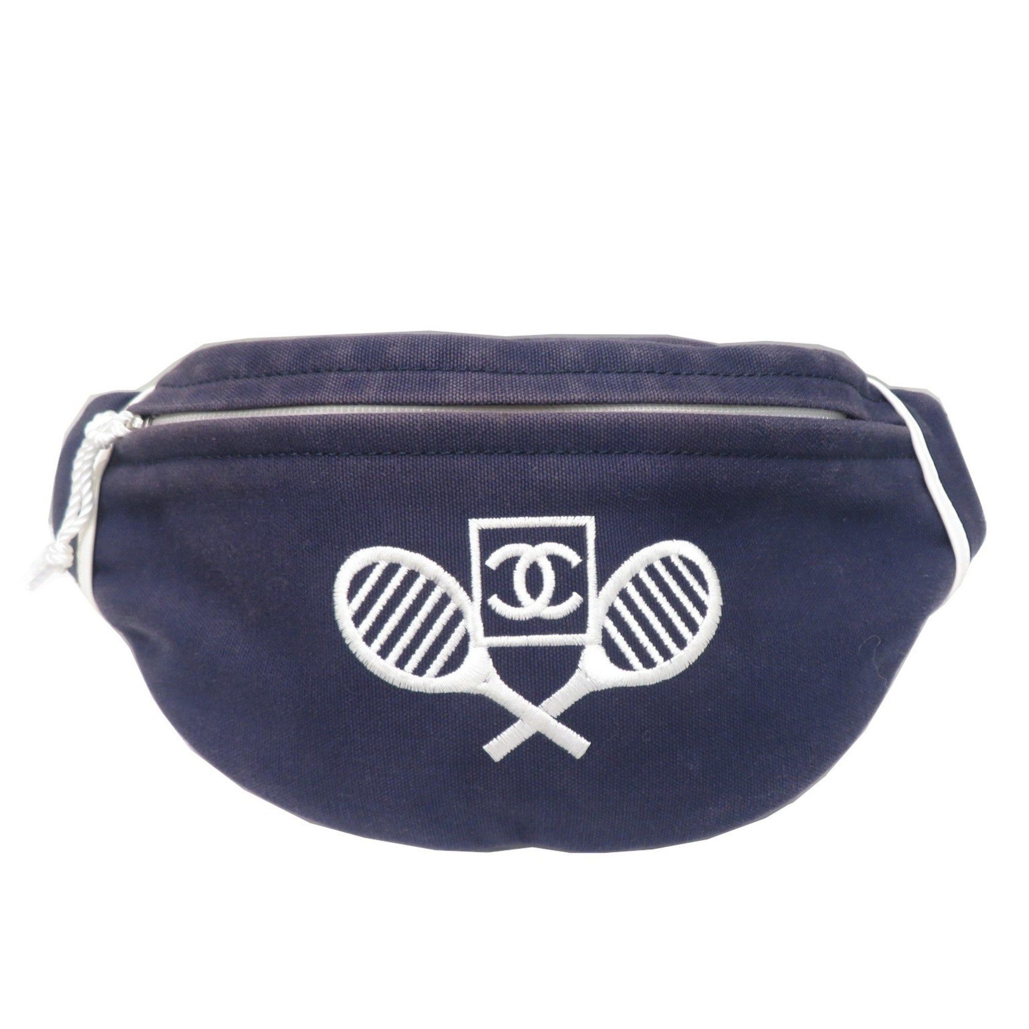 image of Chanel Sportsline Waist Bag Body Navy/white Canvas Women's Men's in Blue