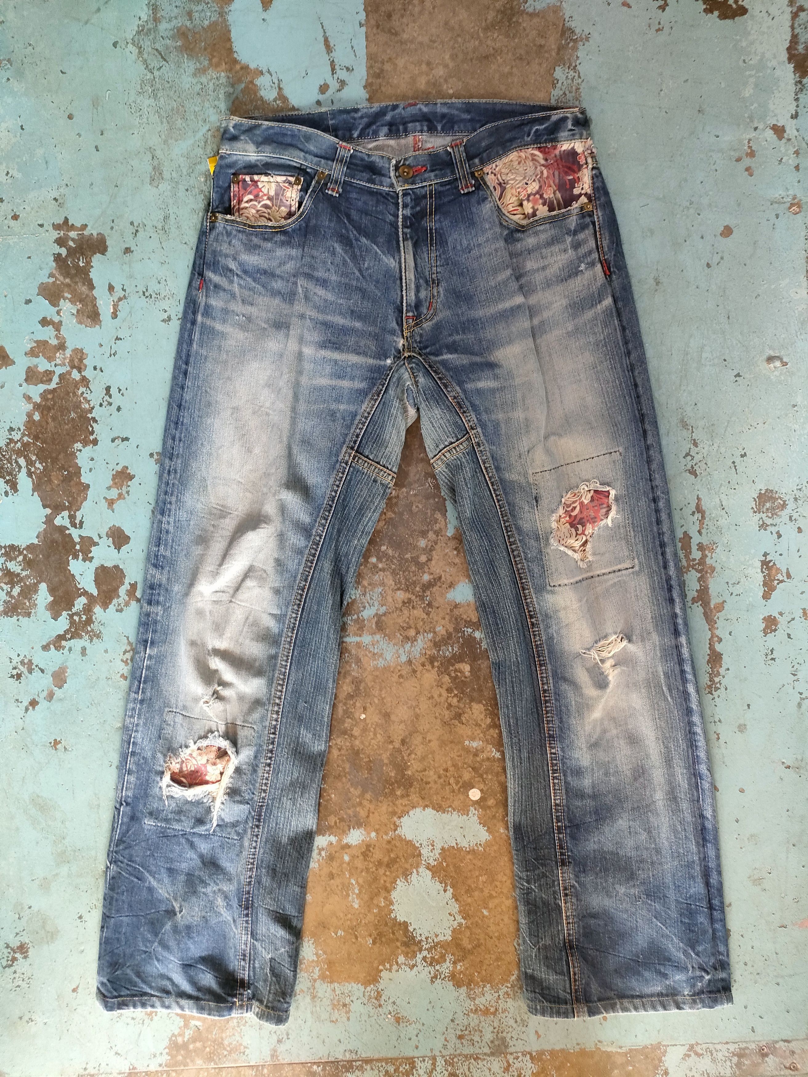Eternal Eternal Japanese Patchwork Style Jeans Size US 33 - 1 Thumbnail