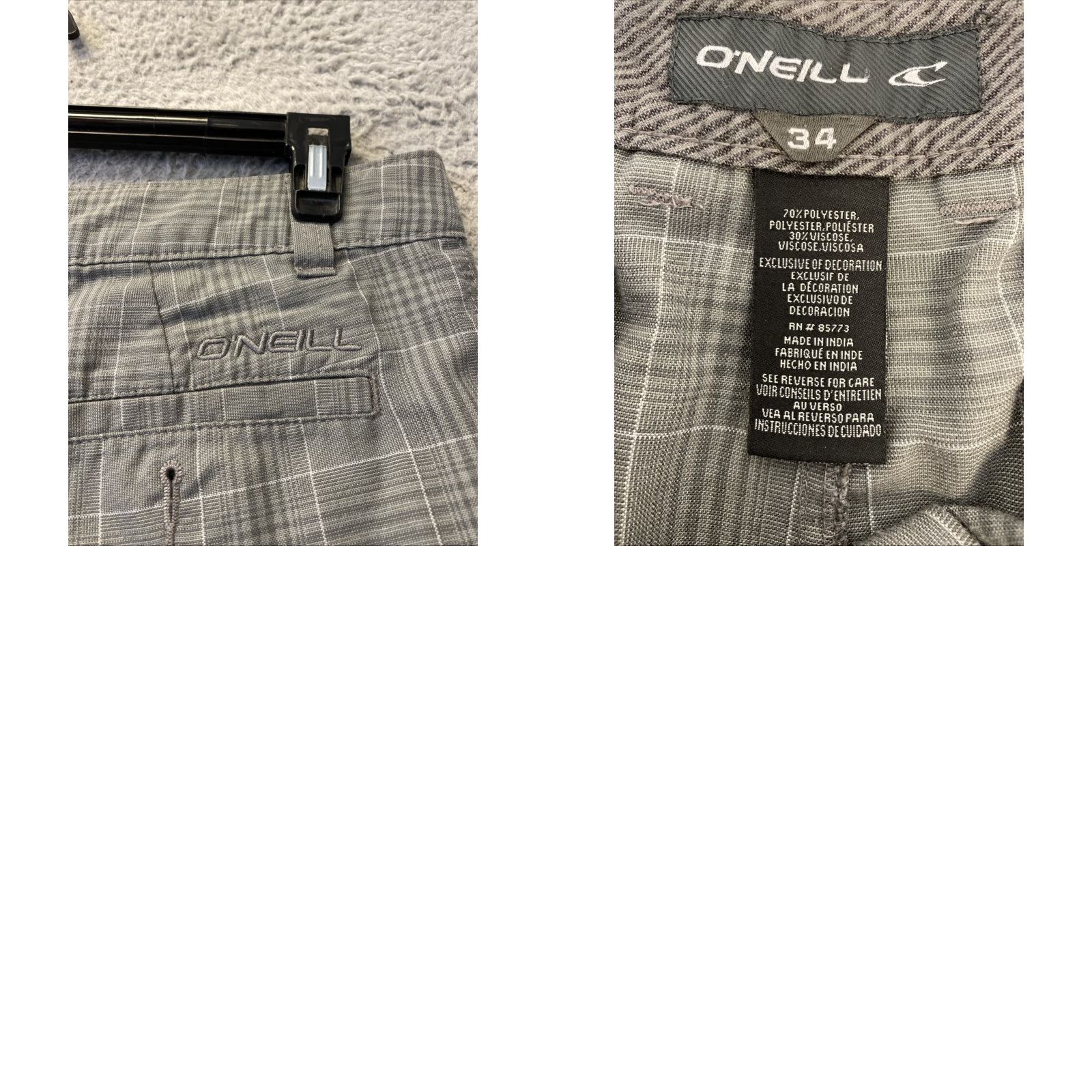 O'Neill VINTAGE O'Neill Men's Casual Shorts Size 34 Gray Plaid Cotton Blend Inseam 12 Boys Size US 34 / EU 50 - 8 Thumbnail