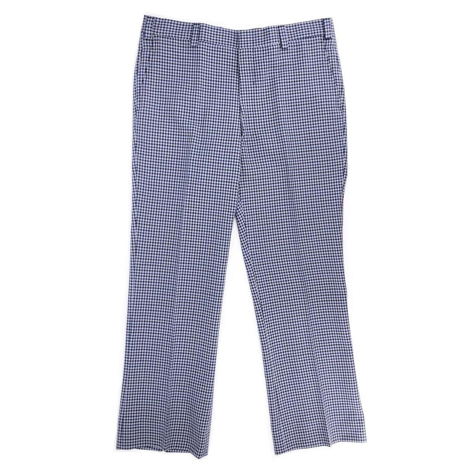 Vintage 70s blue checkered plaid flat front pants 1970s vintage Size US 37 - 1 Thumbnail