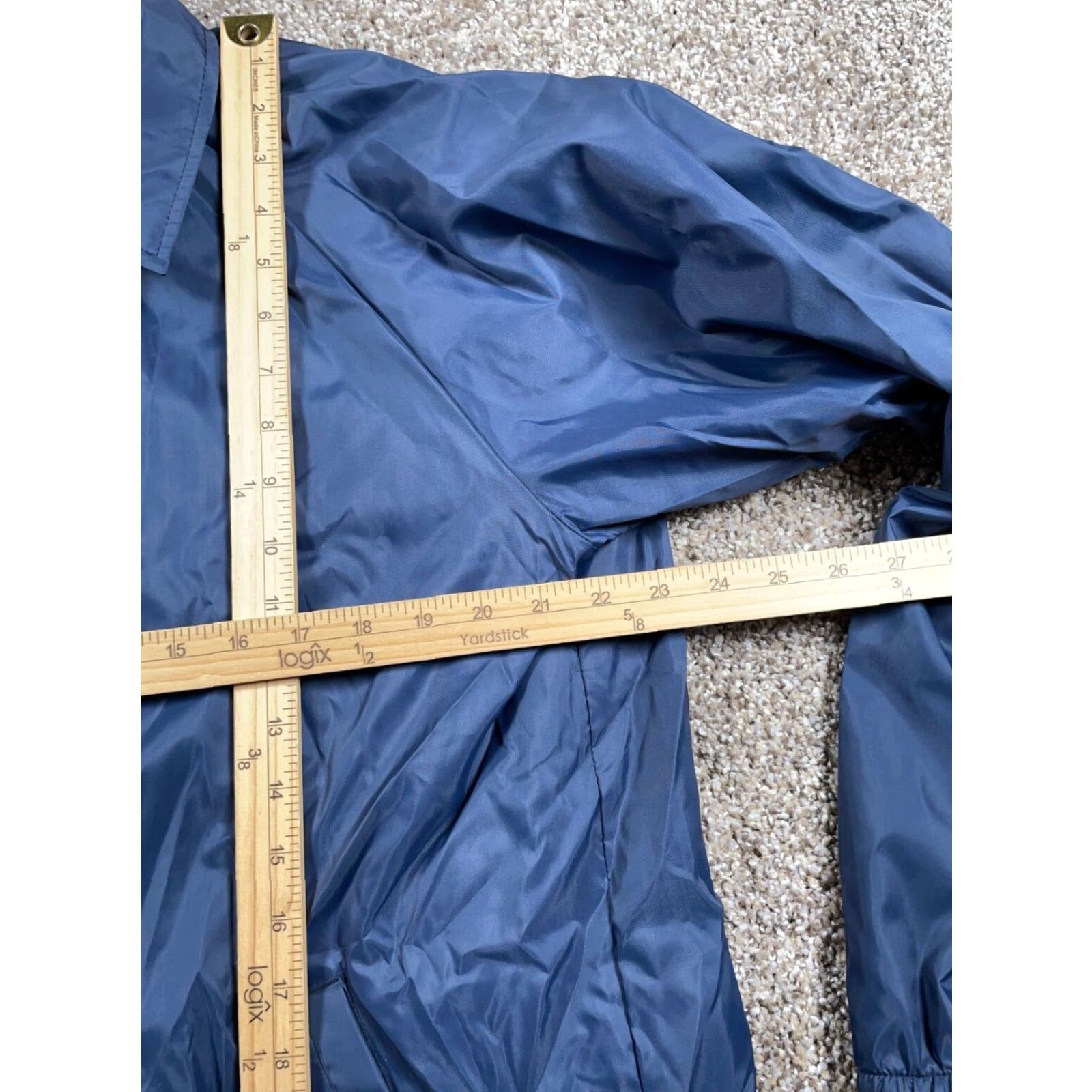 Vintage VTG Yes Fieldmaster Windbreaker Jacket Outdoor Dark Blue Medium Adult Mens Regular Snap Button Pockets Short Nylon Solid Zip Full Lining Polyester Size US M / EU 48-50 / 2 - 6 Thumbnail