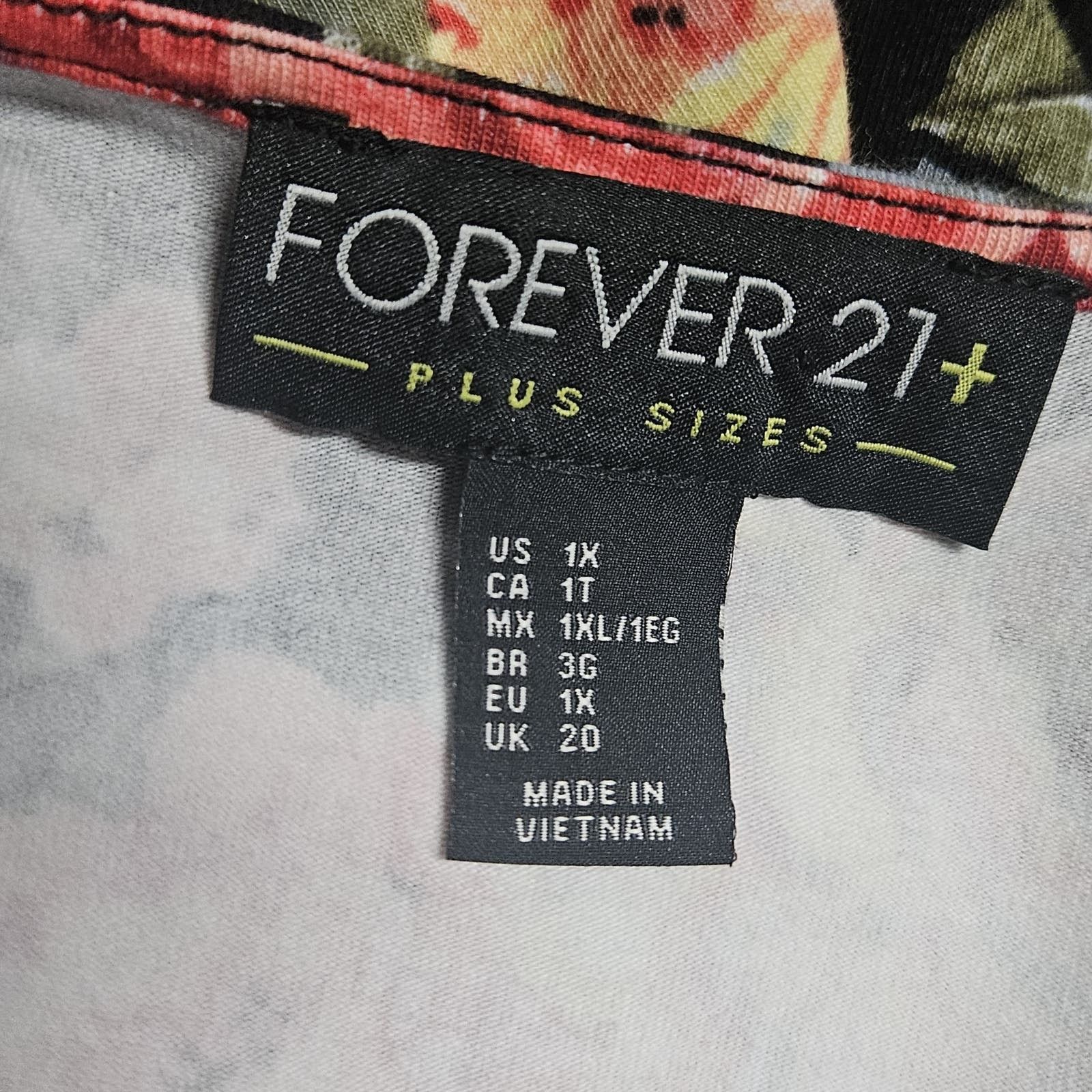 Forever 21 Black and Pink Floral Cotton Blend Short Sleeve Dress Size XL / US 12-14 / IT 48-50 - 3 Thumbnail