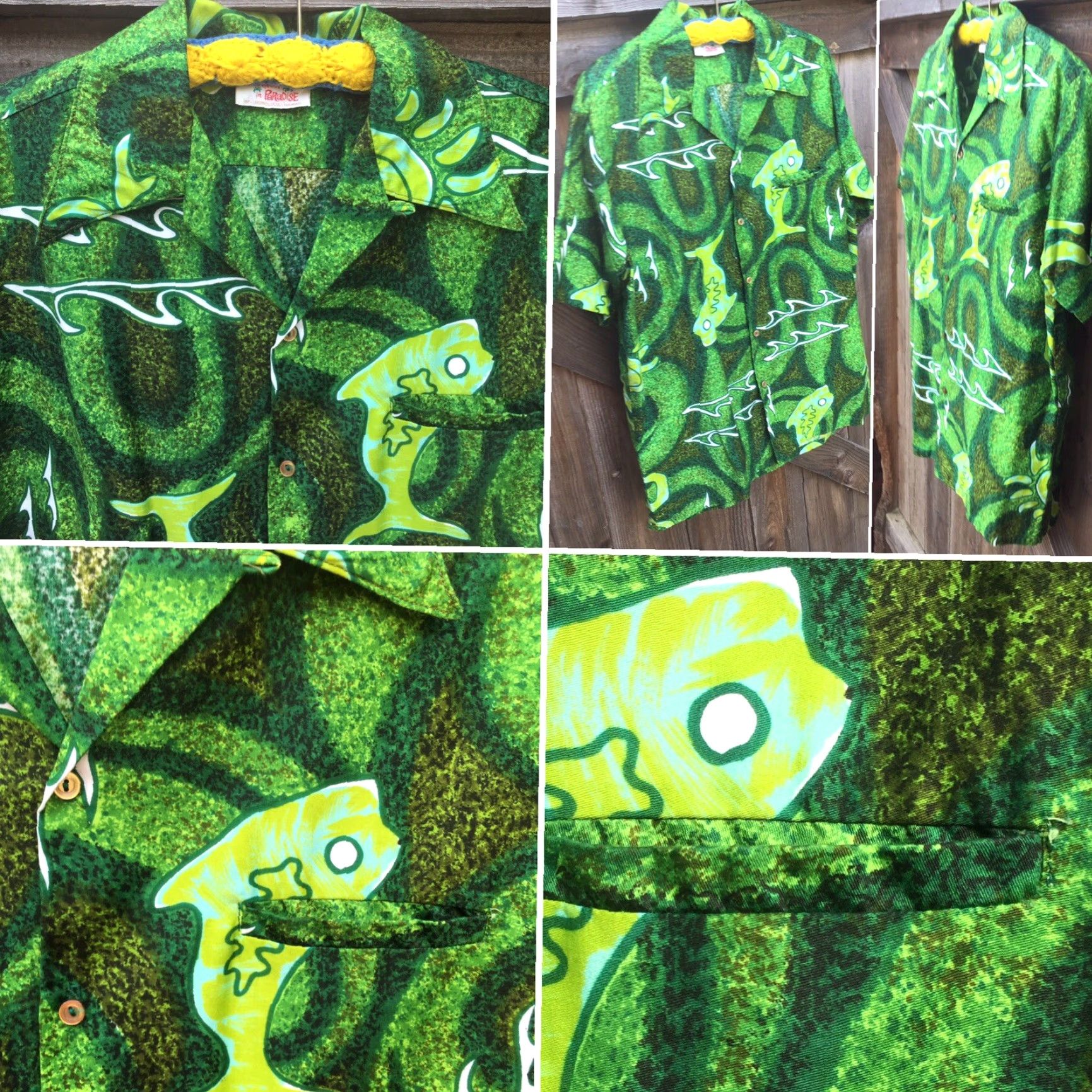Vivobarefoot Vintage Go Barefoot Honolulu Hawaiian Shirt Hawaii Tiki Aloha Fish L Green Short Sleeve Casual Sportswear/Beach Mens L Size US L / EU 52-54 / 3 - 5 Thumbnail