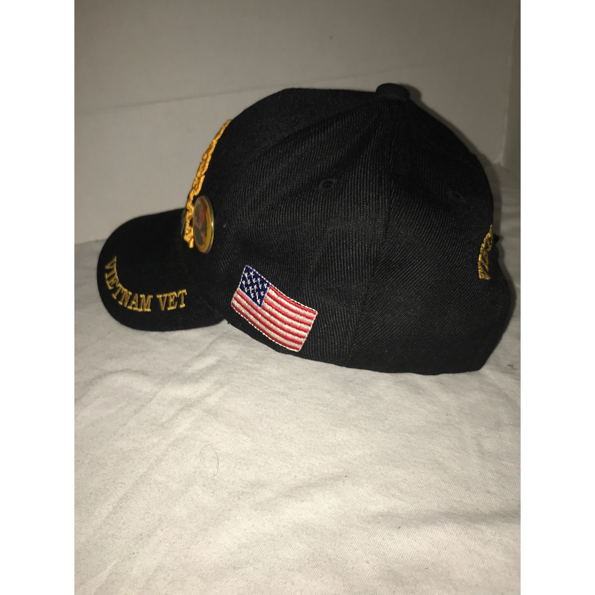 Vintage Vietnam War Marine Vet Ribbon Embroidered Black Cap & Pin Size ONE SIZE - 5 Thumbnail