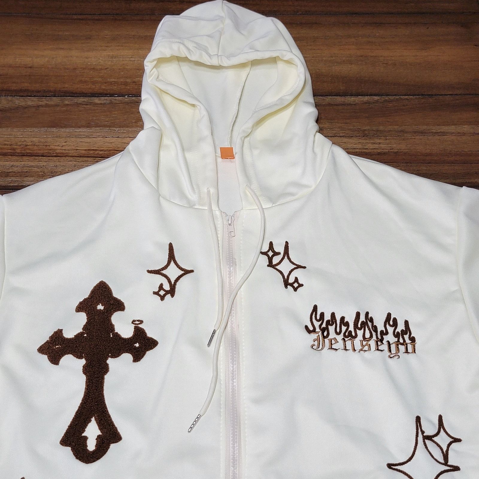 Other Fashion Hooded Full Zip Jacket w/ Crosses "Jenseyo" - Lg Size US L / EU 52-54 / 3 - 2 Thumbnail