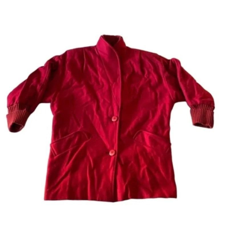 Other Vintage Red Wool Blend Button Front Coat Michelle Stuart 8 Size XL / US 12-14 / IT 48-50 - 2 Thumbnail