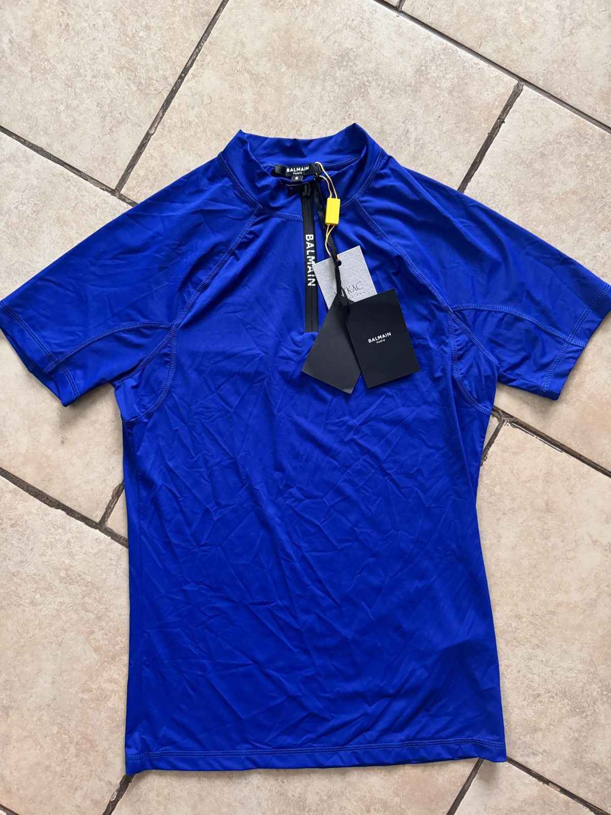 Balmain Balmain zip-up logo-print T-shirt Size US S / EU 44-46 / 1 - 1 Thumbnail