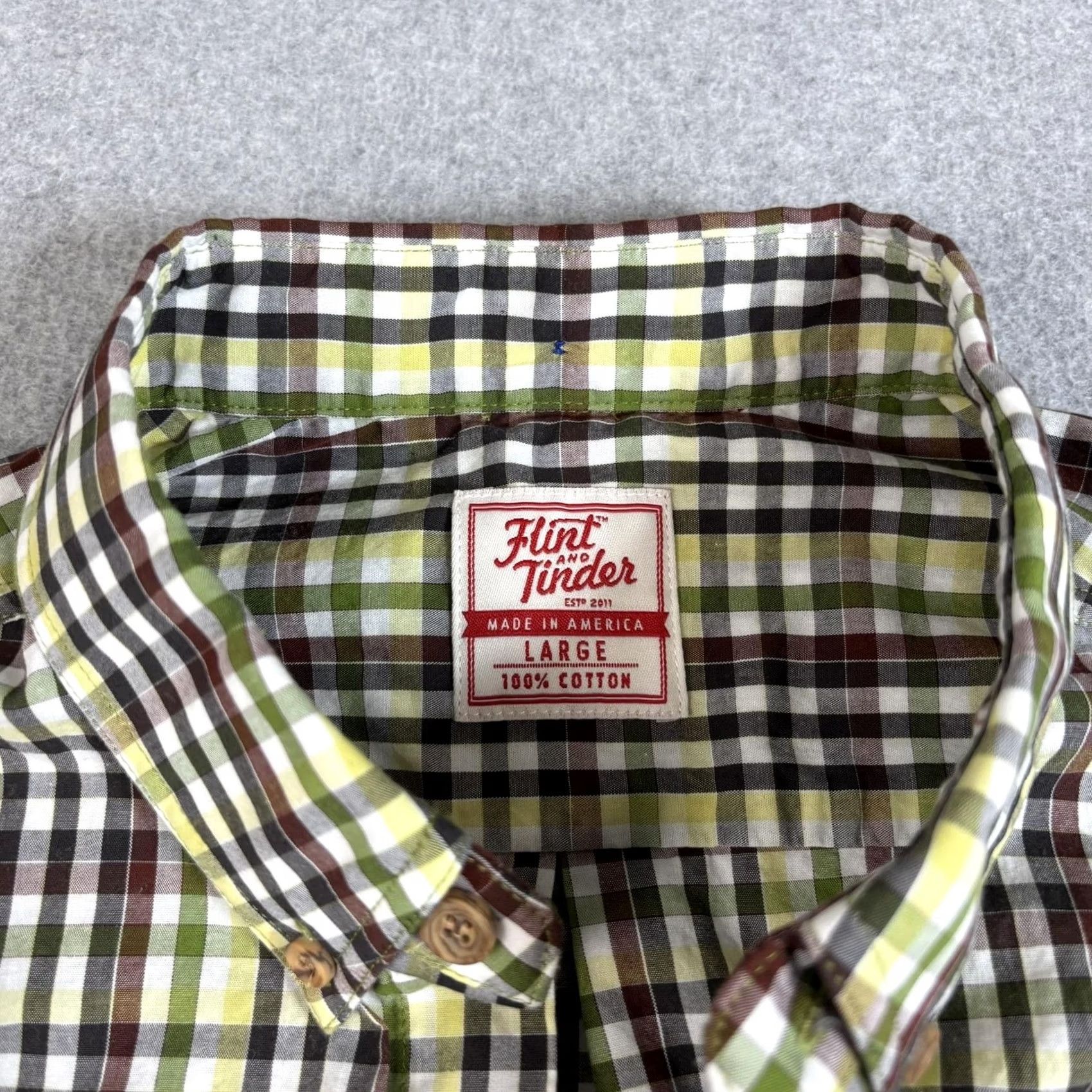 Flint And Tinder Flint and Tinder Shirt Men L Plaid Button-Down 100% Cotton Made USA Heritage Yellow Size US L / EU 52-54 / 3 - 3 Thumbnail