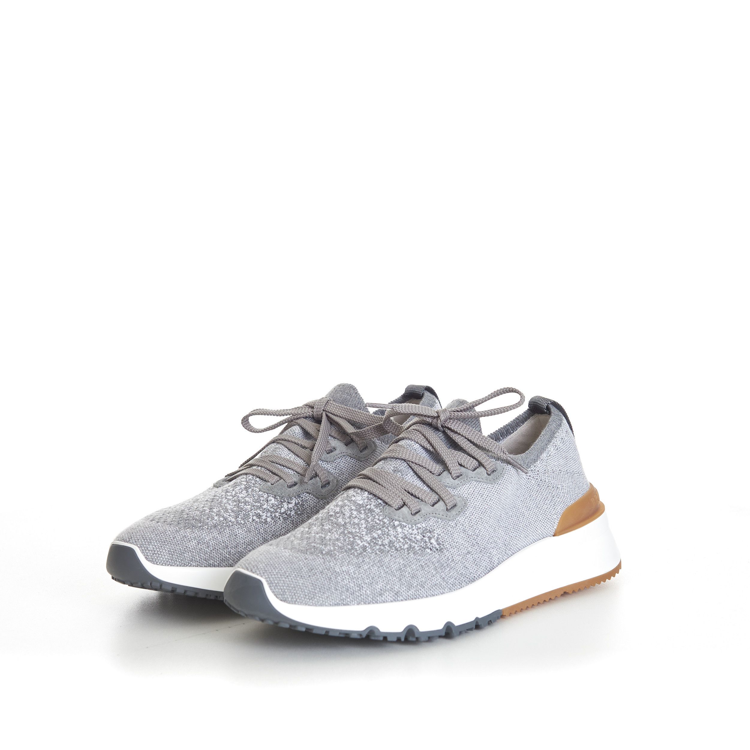 Brunello Cucinelli Grey Low Top Cotton Chiné Knit Runners Size US 13 / EU 46 - 3 Thumbnail