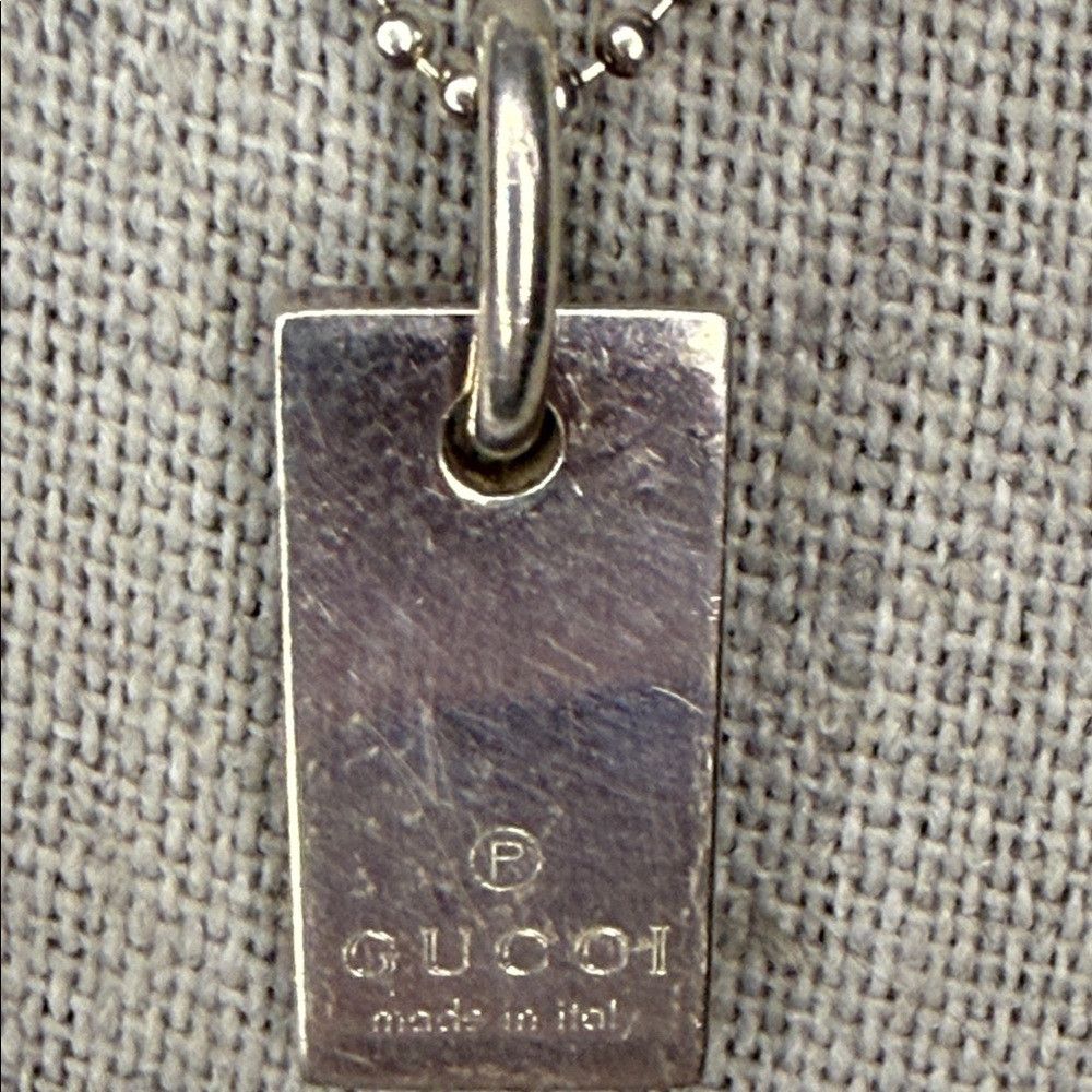 Gucci Gucci 925 Sterling Silver Ball Chain Necklace with Rectangu Size ONE SIZE - 2 Thumbnail